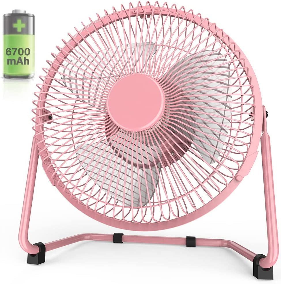 Mini Portable USB Rechargeable Desk Fan: Enjoy 9 Inches of Battery Operated Fan with 2 Speeds for Strong Airflow. It's Quiet, 360° Rotatable, and Perfect for Home, Office, Outdoor, and Travel Use.