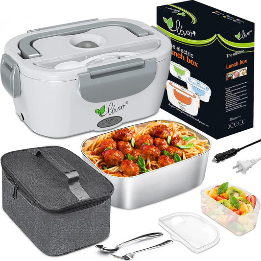 60W Electric Lunch Box with 3-in-1 Functionality: Car/Truck & Home Portable Food Warmer, Leak-Proof Removable Container, and Insulated Lunch Bag