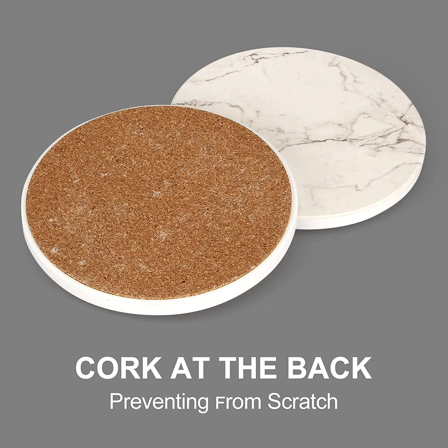 Set of 6 White Marble Coasters with Holder - Highly Absorbent Ceramic Drink Coasters, Perfect for Bars and Tables. These Modern Coasters make for a Cute and Practical Gift.