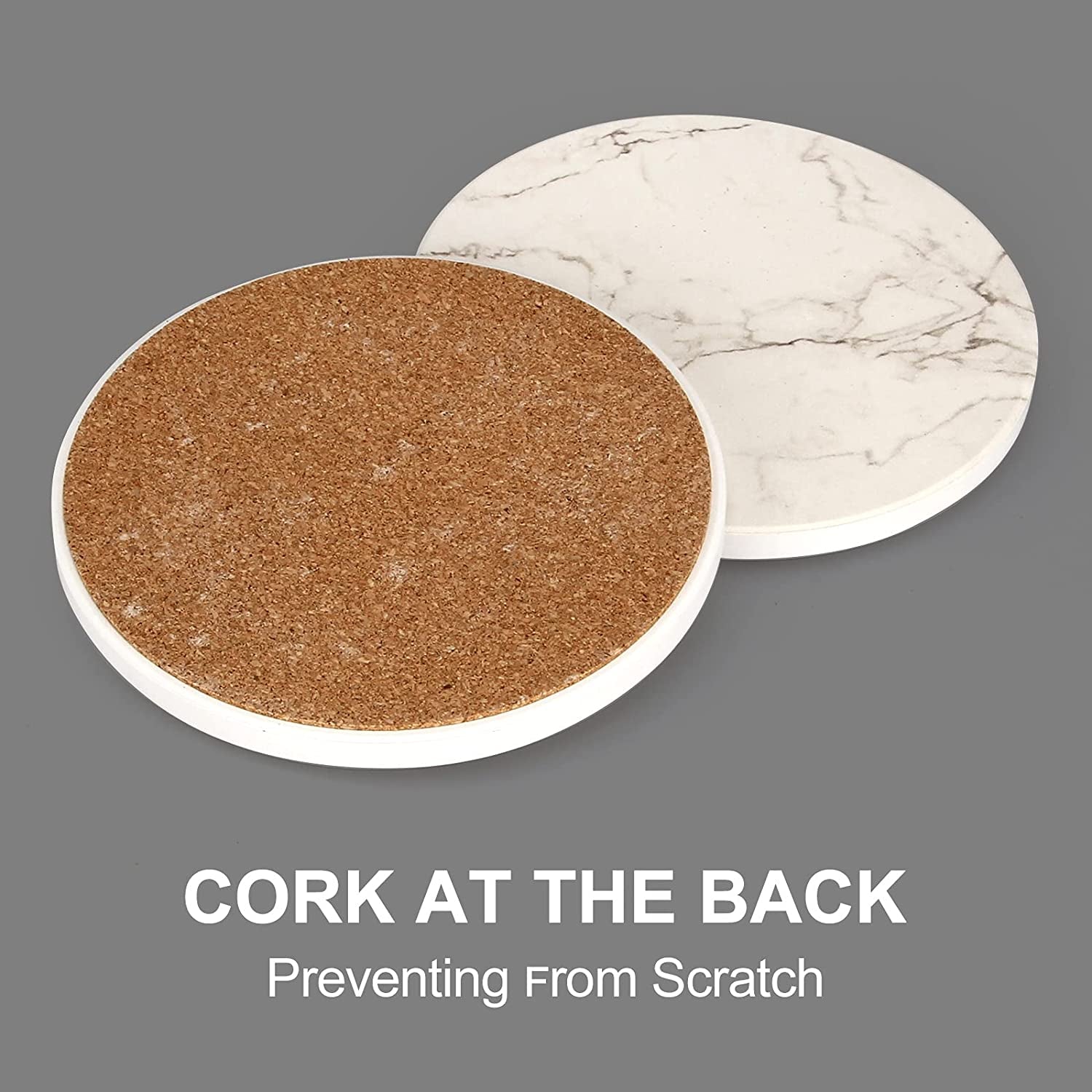 Set of 6 White Marble Coasters with Holder - Highly Absorbent Ceramic Drink Coasters, Perfect for Bars and Tables. These Modern Coasters make for a Cute and Practical Gift.