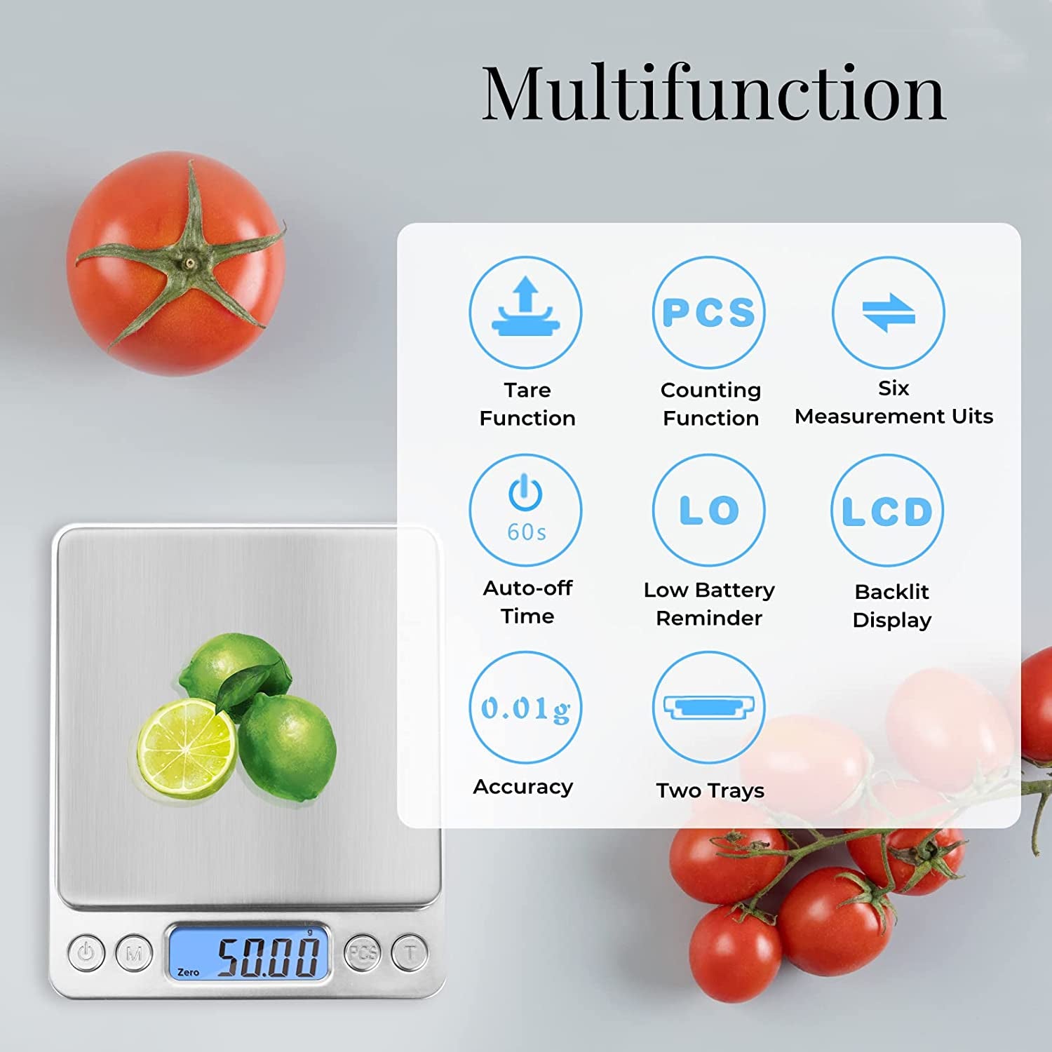 Digital Gram Scale: High Precision Kitchen Scale with 0.01g Accuracy and 500g Capacity. Multifunctional Stainless Steel Pocket Scale with Backlit LCD Display. Features Tare and PCS Functions. Color: