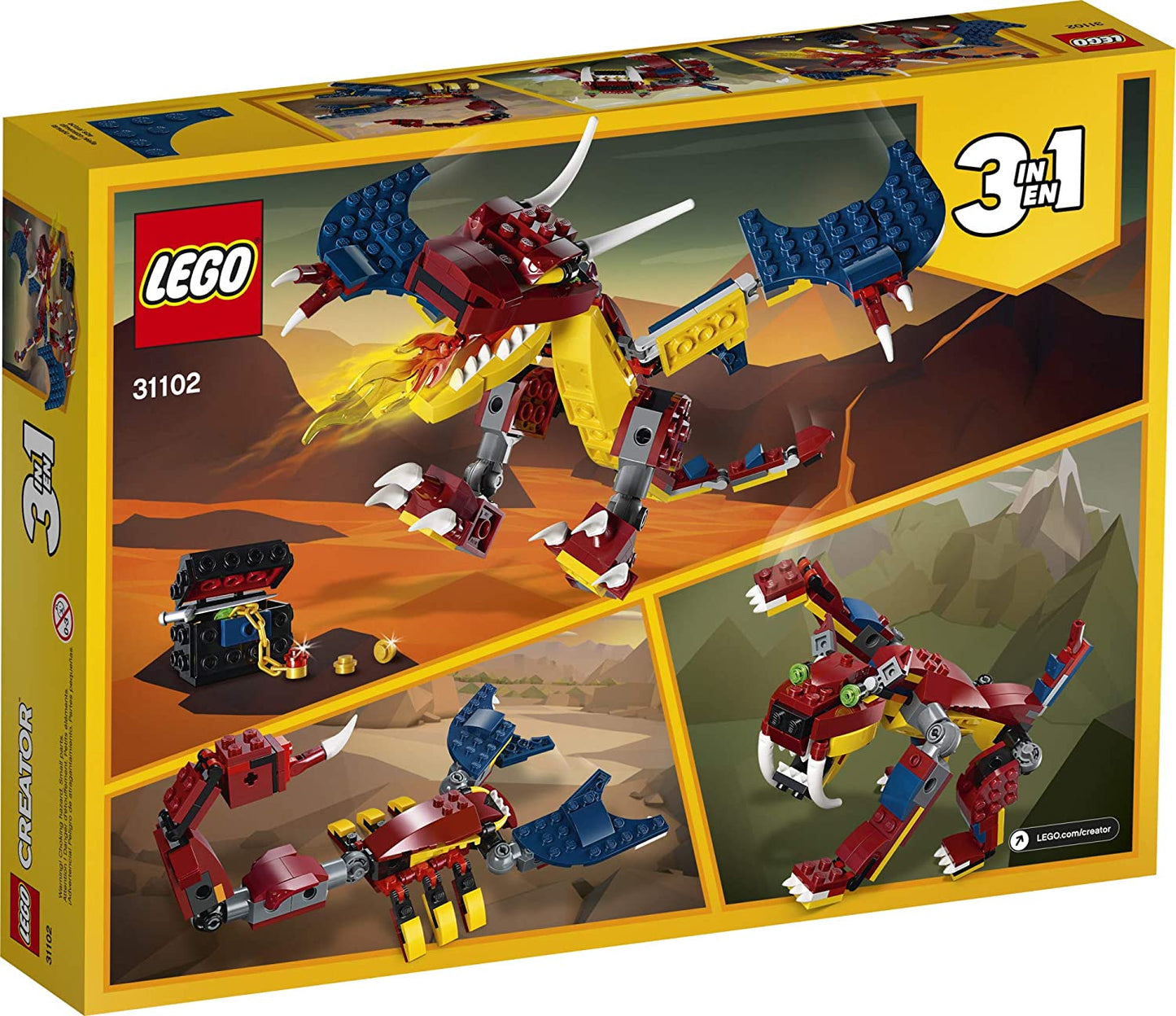 Creator 3in1 Fire Dragon 31102 Building Kit - A Sophisticated Buildable Toy for Children - Latest Release of 2020 (234 Pieces)