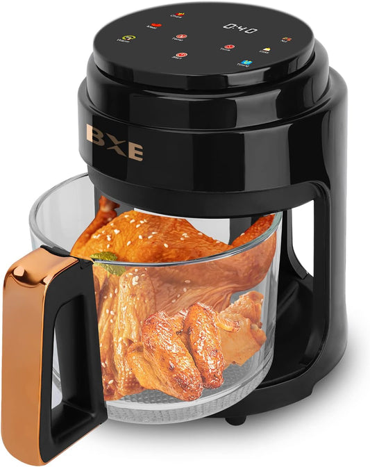 Space-Saving 4QT Air Fryer Oven - Offers No-Oil Frying, Crisping, Roasting, Reheating, and Dehydrating for Quick, Easy Meals; Dishwasher-Safe & Nonstick, Powerful 1400W; Available in Black Color.