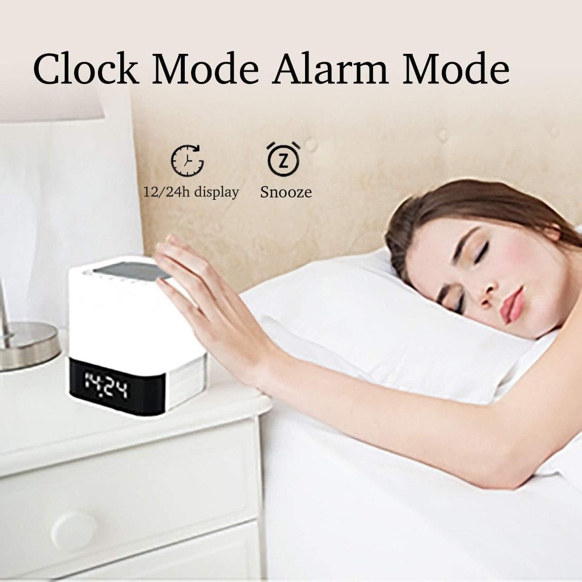 Night Lights Bluetooth Speaker: Combines an Alarm Clock, Wireless Bluetooth Speakers, and Touch Sensor Bedside Lamp. Enjoy Color Changing Night Lights for Kids, Mp3 Music Player, Speakerphone, and Supported Functions like TF Card and Aux-In.