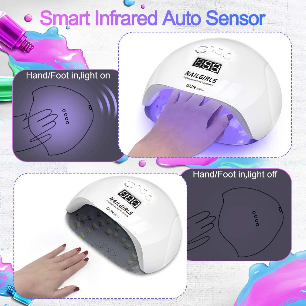 UV Nail Light, 150W UV Light for Nails - Rapid UV LED Nail Lamp - Premium Nail Dryer for Gel Polish with 4 Timer Settings - Automatic Sensor Curing Lamps for Salon and Home Use