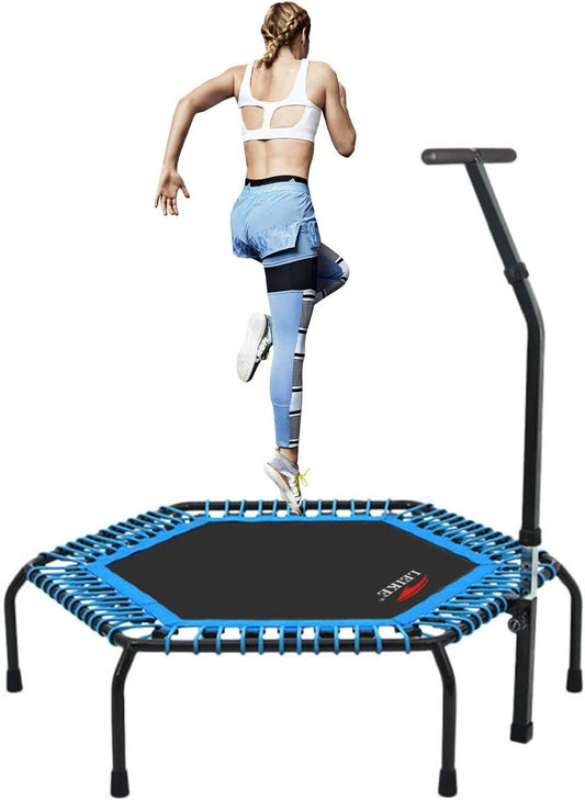 Professional Gym Workout 55" Trampoline - This cardio trainer exercise rebounder comes with an adjustable handlebar and can support a maximum load of 330lbs. It's perfect for your gym workouts.