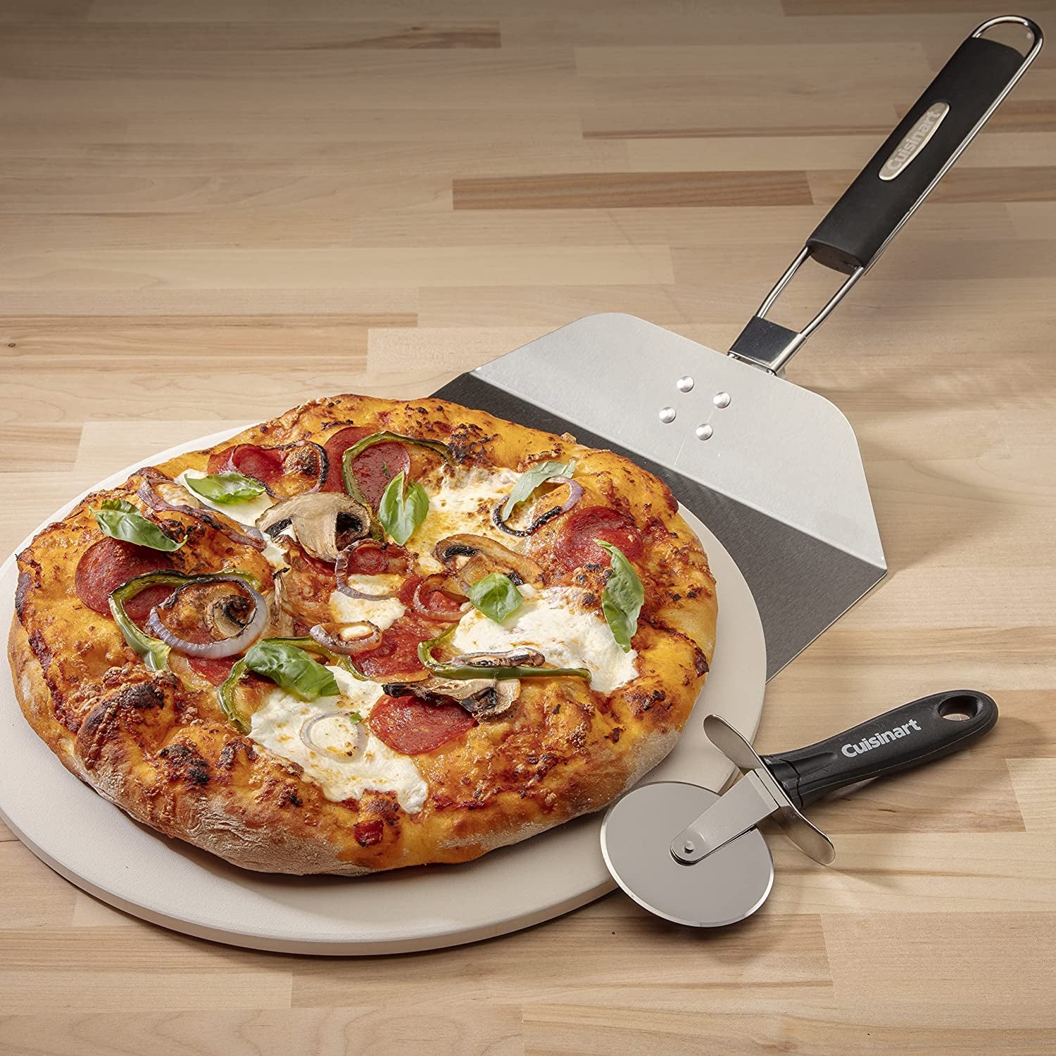 Stainless Steel and Black Pizza Grilling Stone