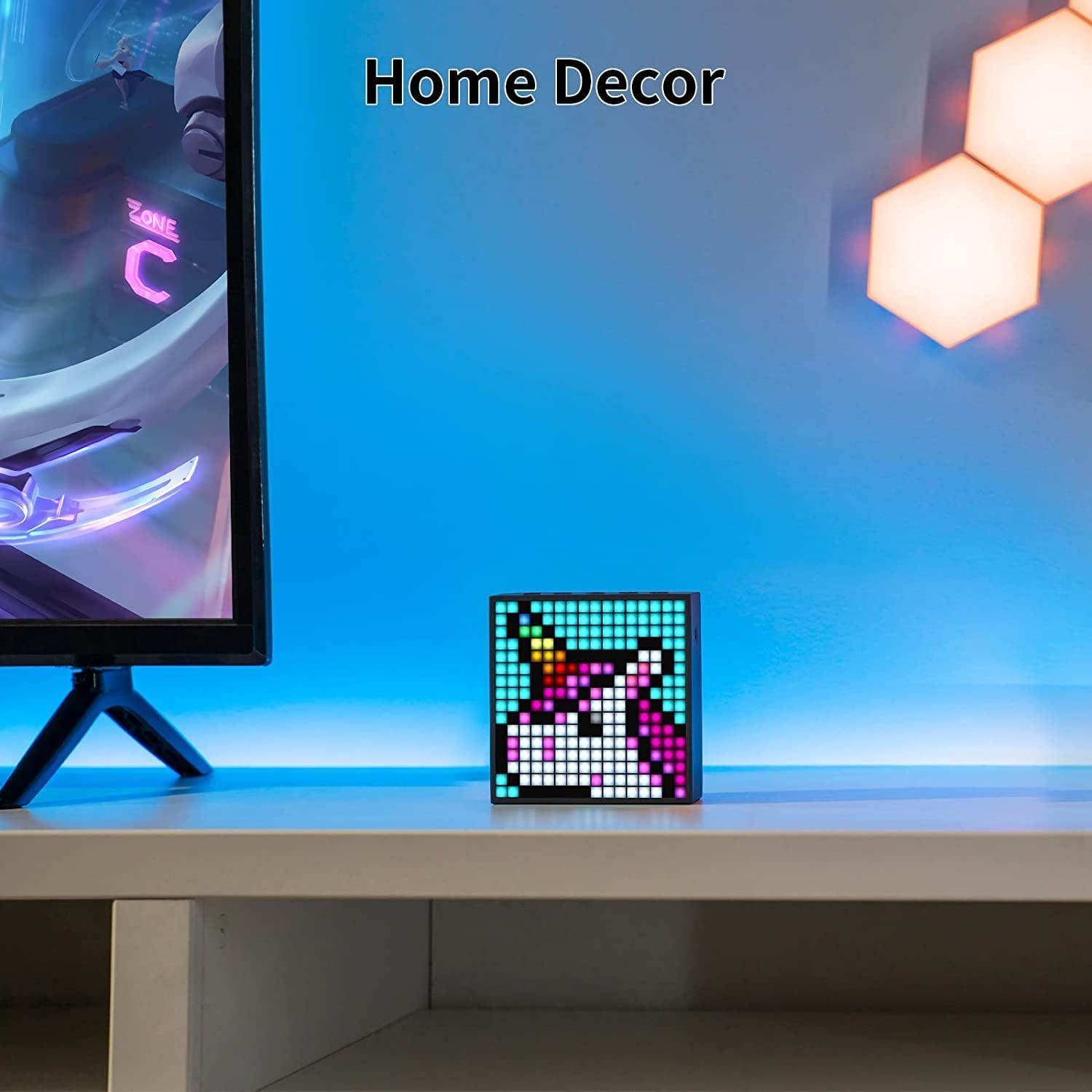 Timebox Evo Pixel Art Bluetooth Speaker Black with 16x16 LED Display. Features APP Control for Cool Animation Frame, Gaming Room Setup, and Bedside Alarm Clock