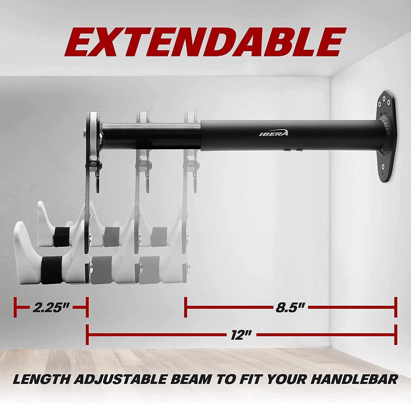 Bike Horizontal Wall Hanger - Adjustable Angle, Single Storage Mount (Black)