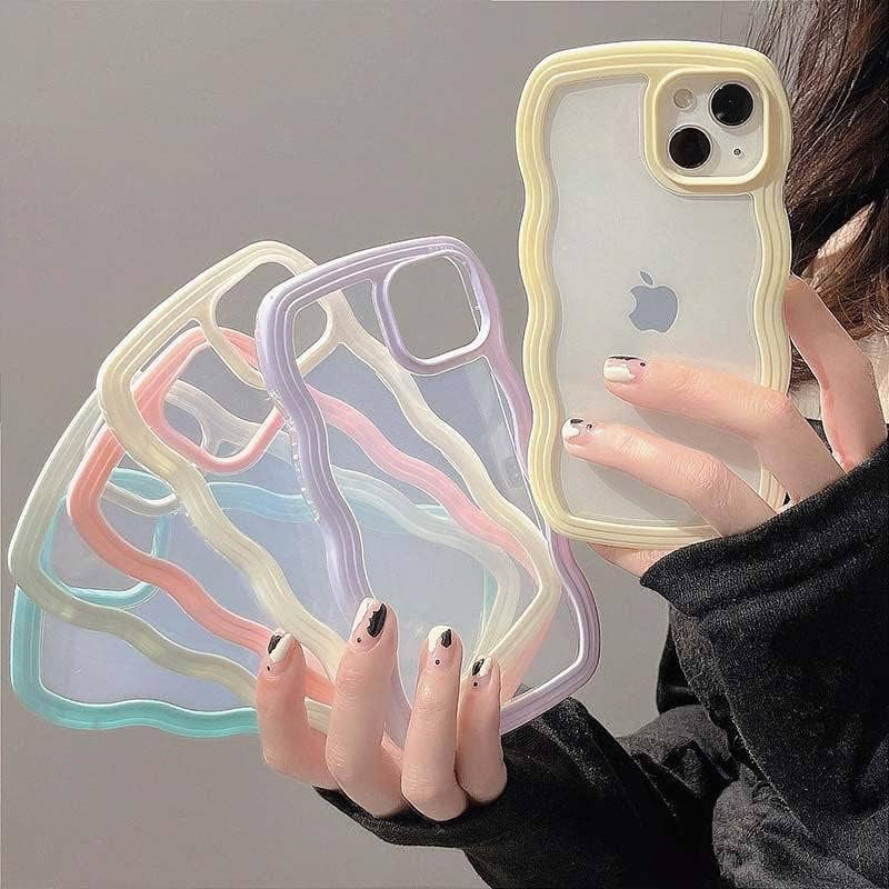 iPhone XR Wave Frame Clear Phone Case - Slim Fit, Shockproof, Translucent Bumper, Anti-Scratch TPU Case in White.