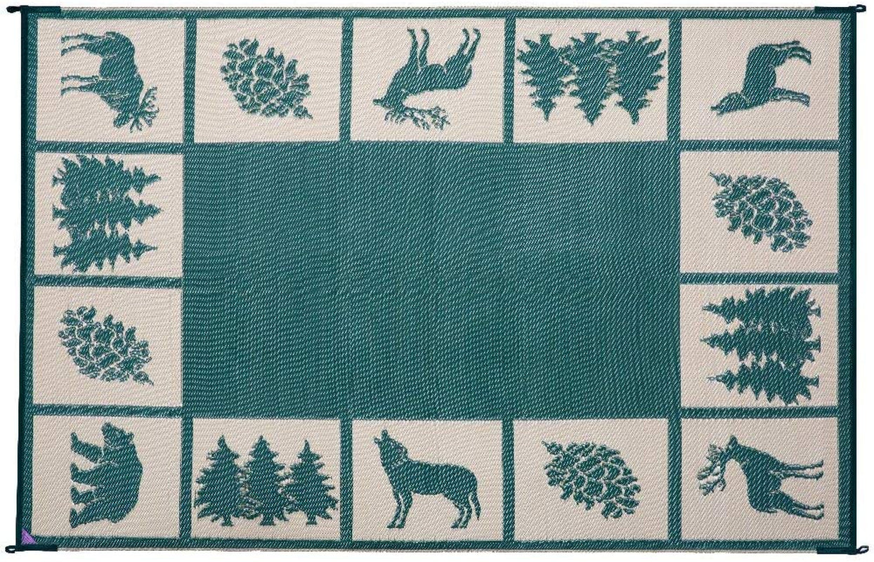 Outdoor Camping Patio Wilderness Hunter Mat: Reversible, 6' x 9', Ideal for RV Use