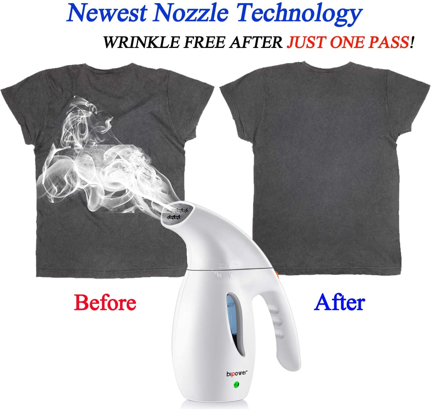 Powerful Handheld Clothes Steamer: Newest Design for Wrinkle Removal, 60 Seconds Heat-Up, Ideal for Home and Travel, Auto-Off Feature, ETL Certified for 100% Safety.