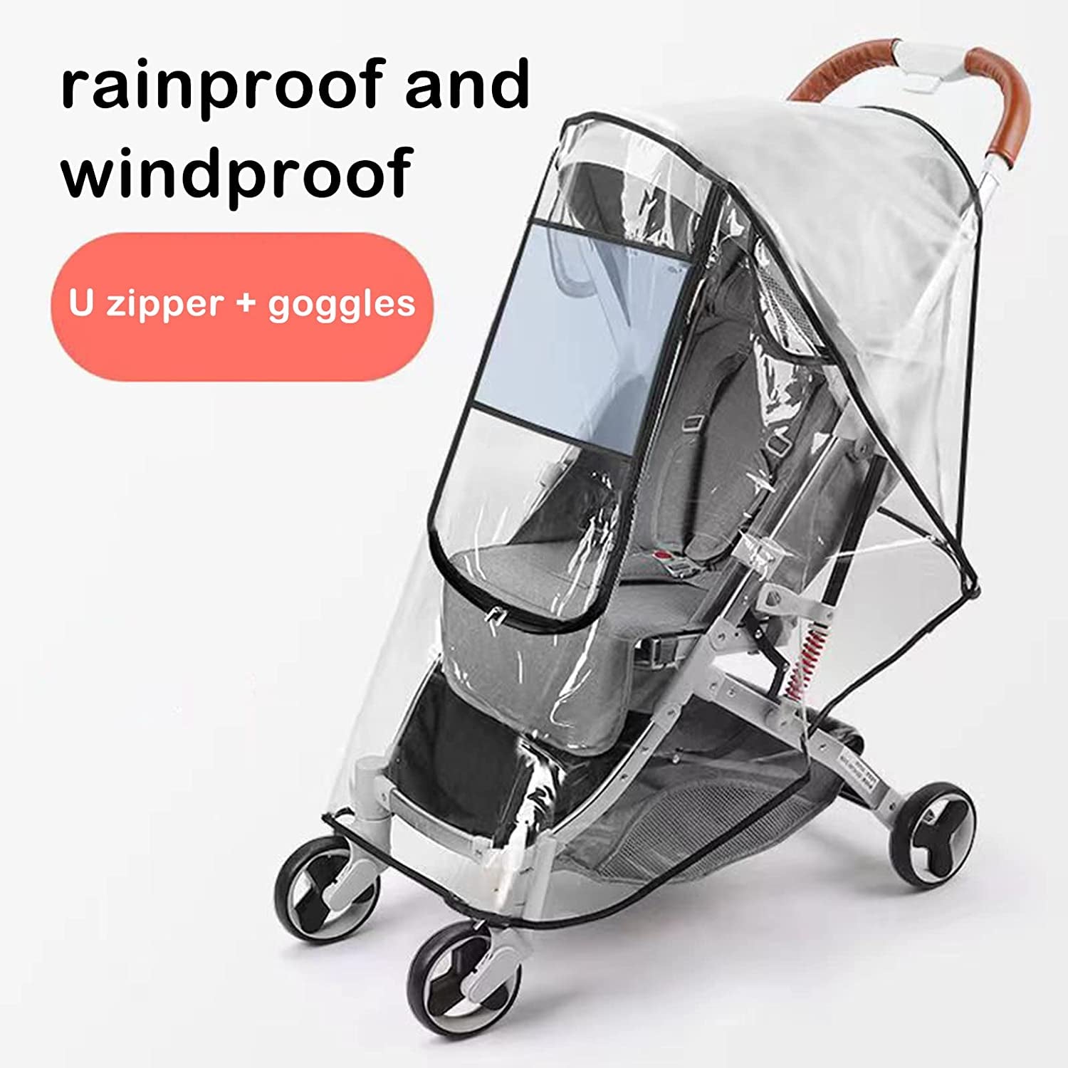 Universal Stroller Rain Cover- Cart Umbrella Rain Cove Accessory, for Babies Winter Windproof Waterproof Dustproof and Snowproof