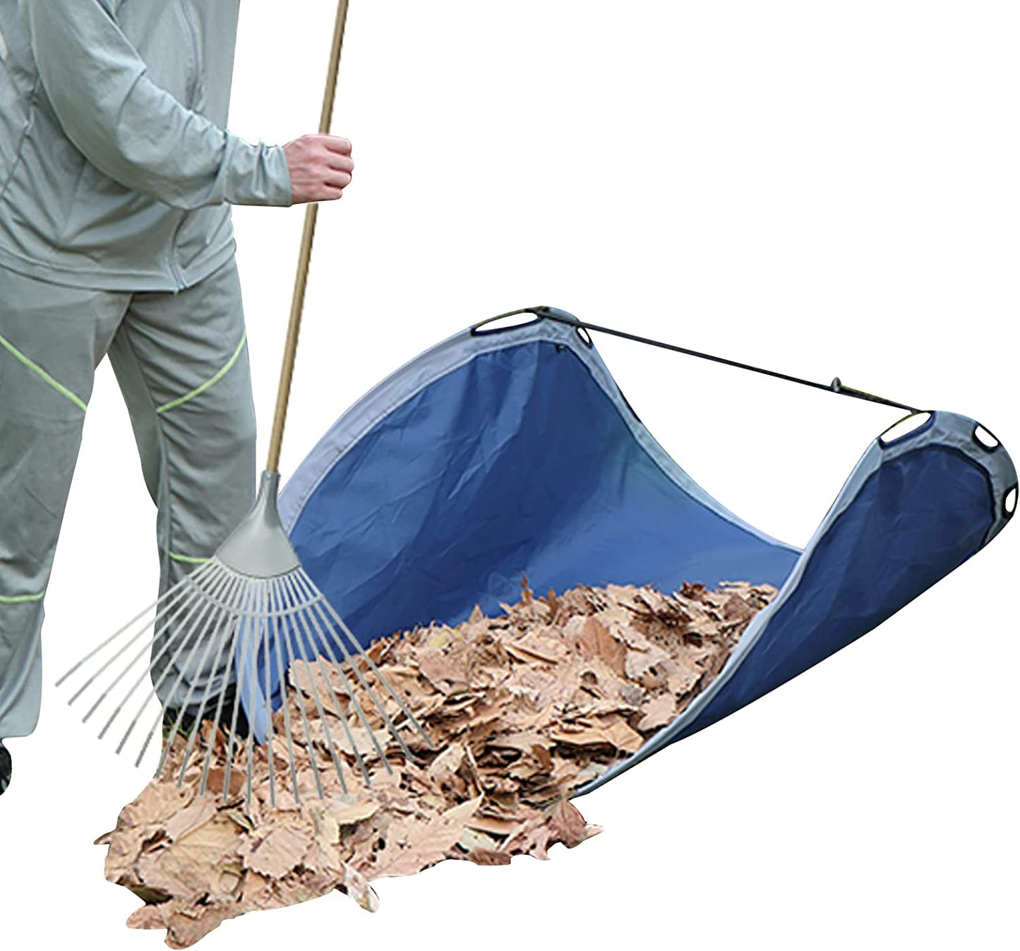 Collapsible and Reusable Leaf Collector: A Heavy-Duty Yard Waste Tool for Leaf Pickup and Loading, Featuring a Foldable Dustpan Design