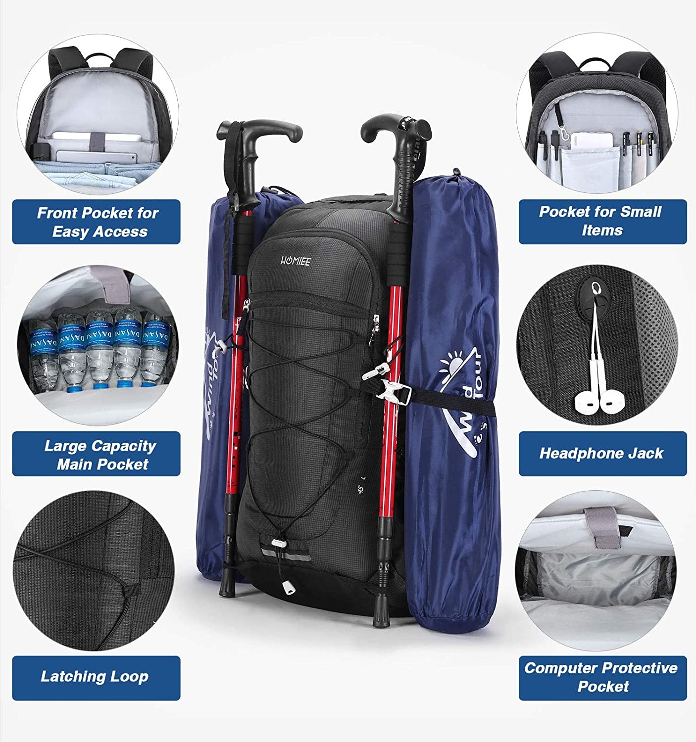 45L Hiking Backpack Daypack Camping Backpack