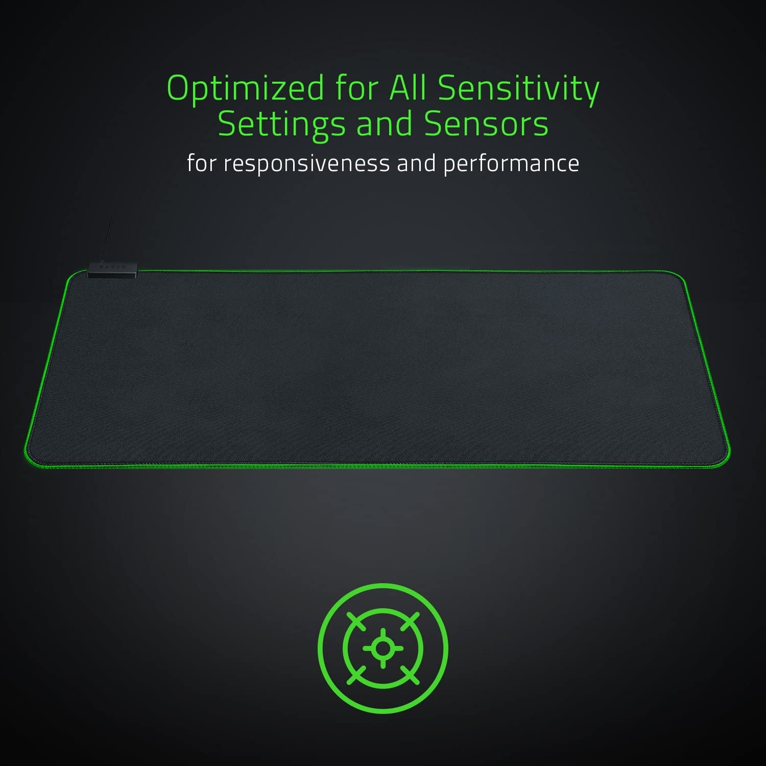 Wide Classic Black Gaming Mousepad: Extended Size with Customizable Chroma RGB Lighting - Soft Cloth Material for Balanced Control and Speed - Non-Slip Rubber Base