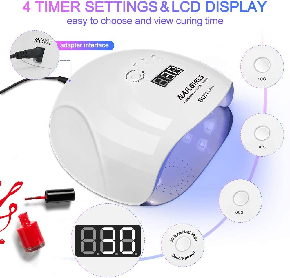 UV Nail Light, 150W UV Light for Nails - Rapid UV LED Nail Lamp - Premium Nail Dryer for Gel Polish with 4 Timer Settings - Automatic Sensor Curing Lamps for Salon and Home Use