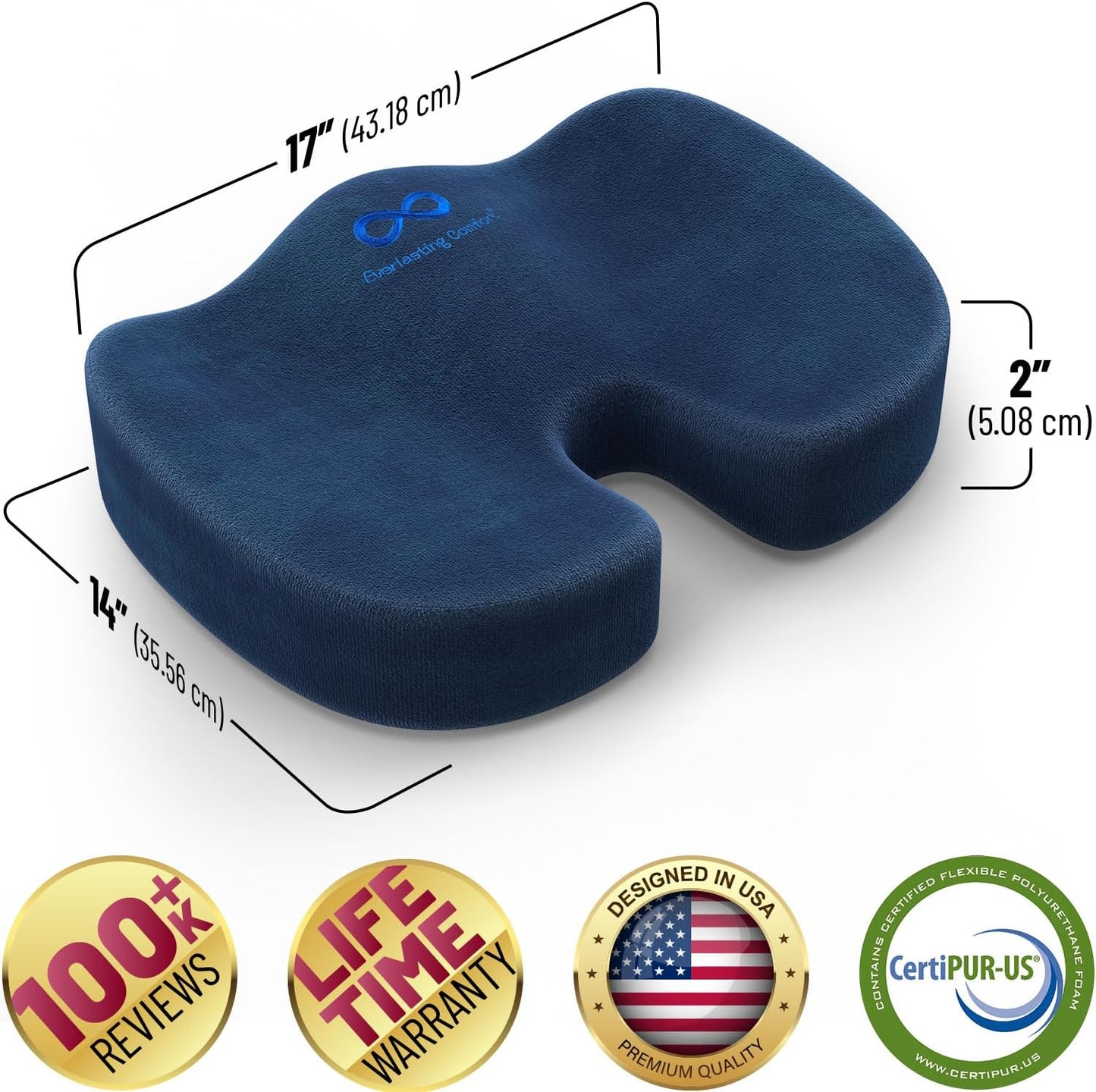 Premium Seat Cushion for Tailbone Pain Relief and All-Day Sitting Support - Office Chair, Desk Chair, Car Seat - Sciatica Pain Relief Pillow