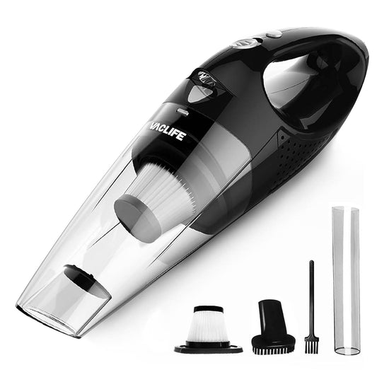 Handheld Vacuum - Cordless Car Vacuum Cleaner - Mini Portable and Rechargeable - Includes 2 Filters - Color: Silver 