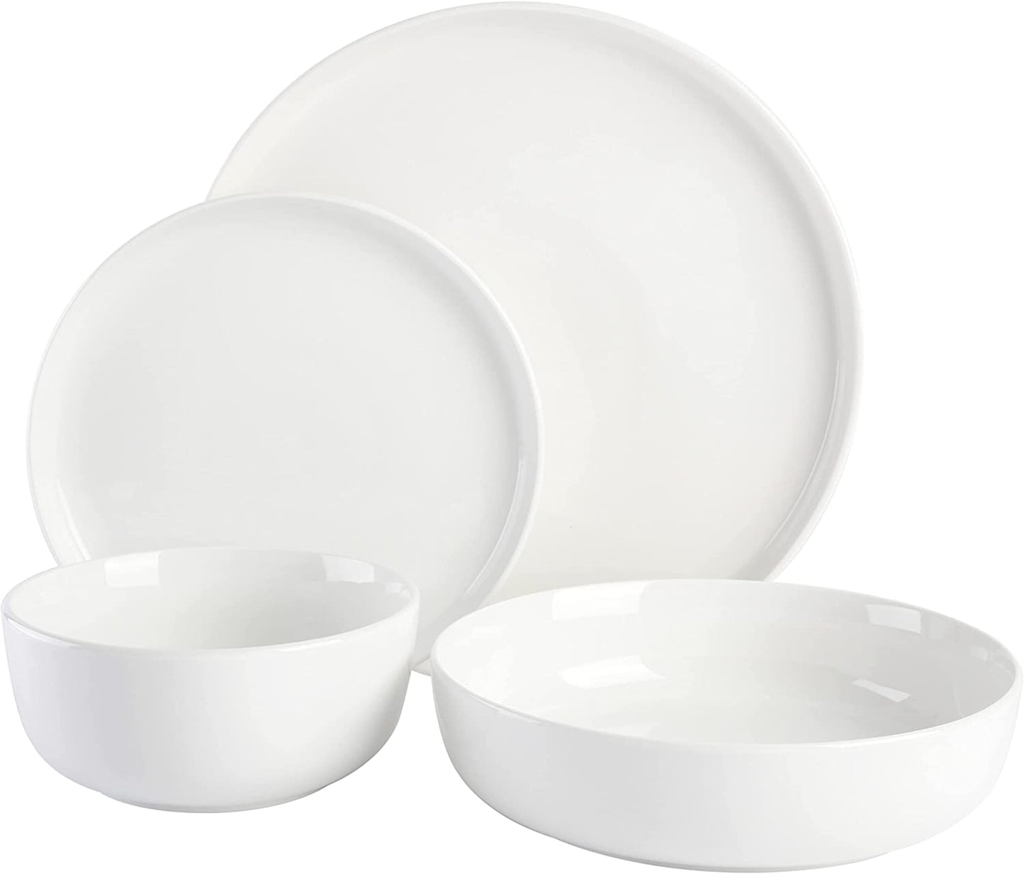 Porcelain Dinnerware Set, Service for 4 (16pcs), White