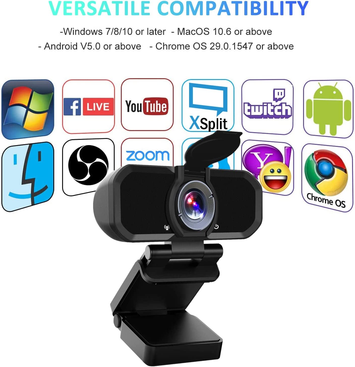 HD USB Webcam with Microphone & Privacy Cover - 1080P Resolution - 110 Degree Wide Angle - Plug and Play - Desktop PC Laptop Computer Web Camera for MAC - Ideal for Zoom Video Conferences, Skype, and YouTube Streaming