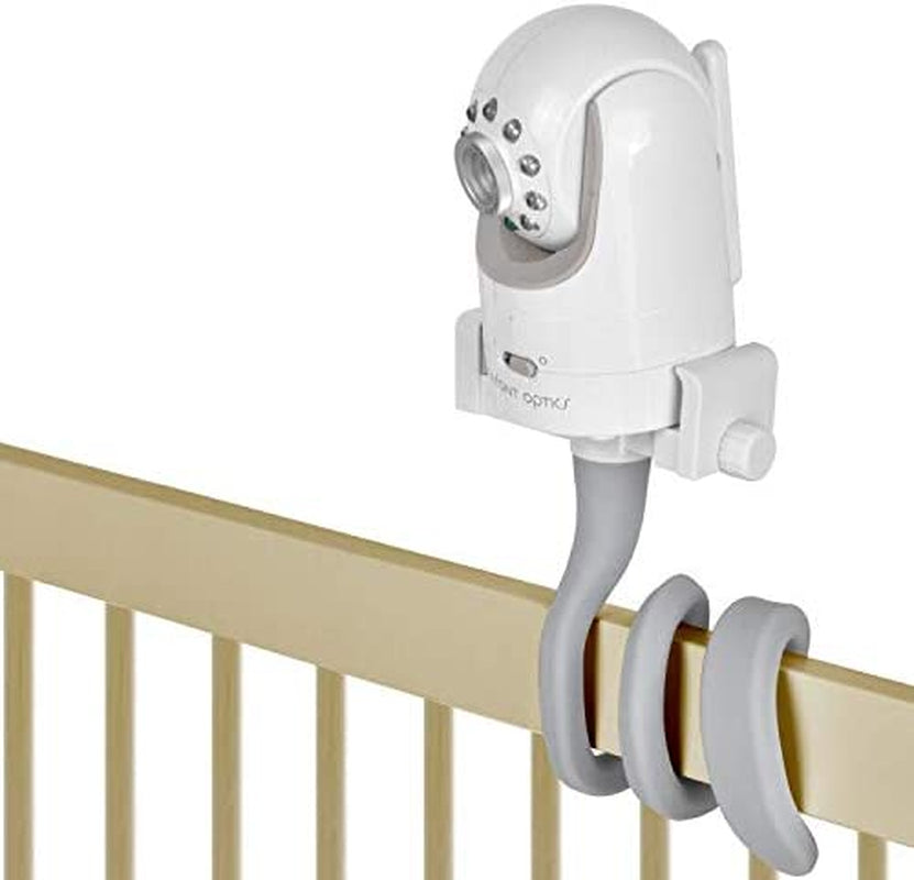 Gray Baby Monitor Mount Camera Shelf: Compatible with Infant Optics DXR 8 and Most Baby Monitors. Universal Baby Camera Holder that Attaches to Crib, Cot, Shelves, or Furniture