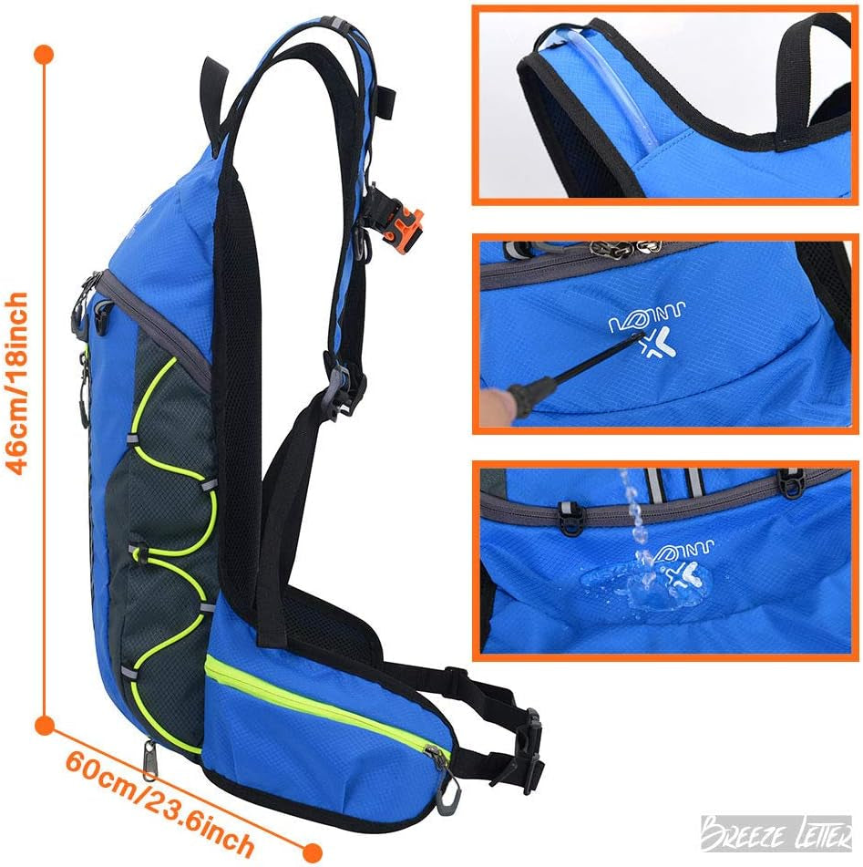 Ultralight Hydration Pack Backpack with 2L BPA Free Water Bag - Includes Self-Storage Bag, Helmet Net, and Adjustable Waist & Shoulder Strap - Ideal for Running, Hiking, Cycling, and Cross Country