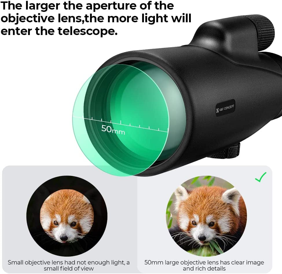 12X50 High Power Monocular Telescope - Waterproof, BAK4 Prisms, FMC Lens, HD Compact Monocular for Bird Watching, Hiking, Camping, and Travel - Includes Hand Strap