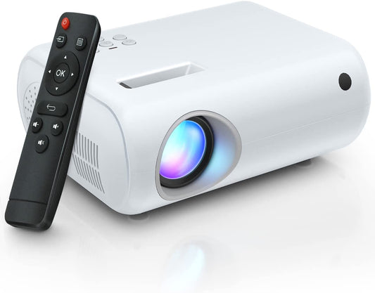 Portable Mini Projector - Enjoy Outdoor Movies with 9000 Lux Full HD 1080P Projection. Compatible with iOS/Android Phones, Tablets, Laptops, PCs, TV Sticks, Boxes, USB Drives, DVDs, and Game Consoles.