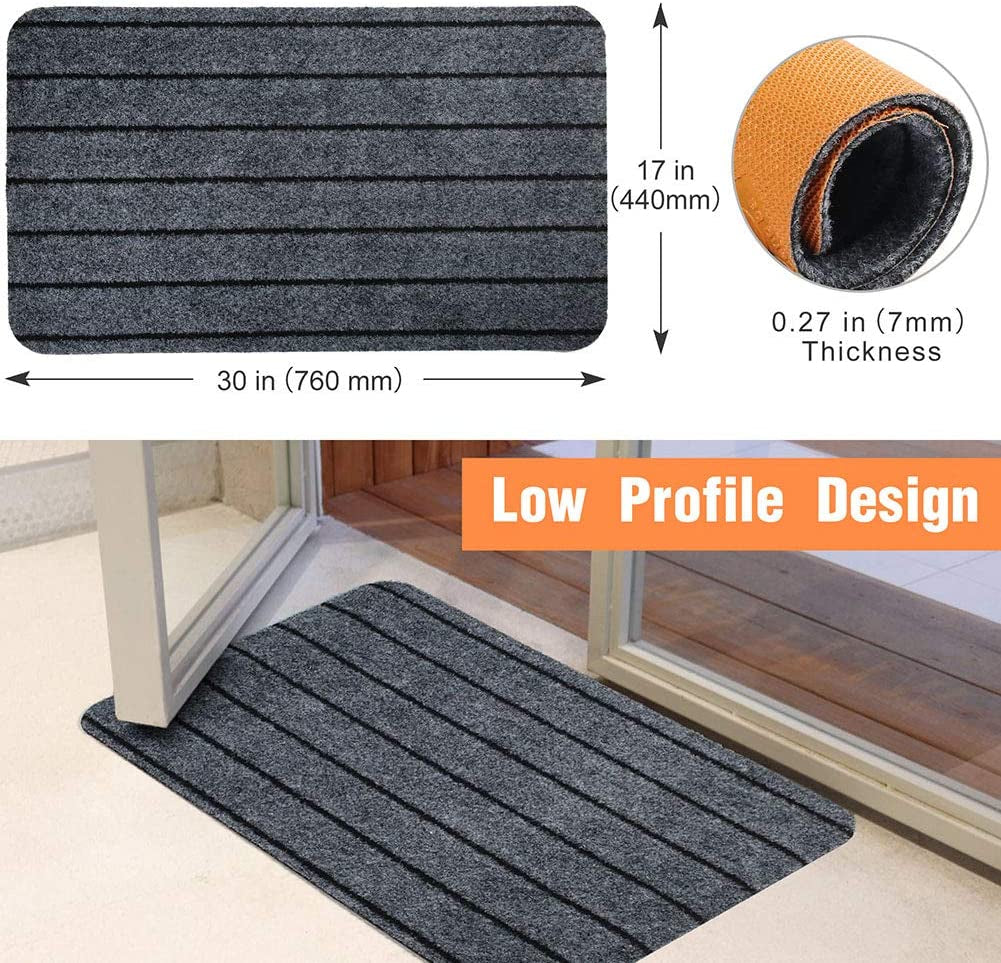 Premium 2-Pack 17" X 30" Indoor/Outdoor Door Mat with Non-Slip Rubber Backing - Ideal for Entrance Way, Entryway, and Home Floor - Easy to Clean, Machine Washable, Low Profile, and Highly Absorbent