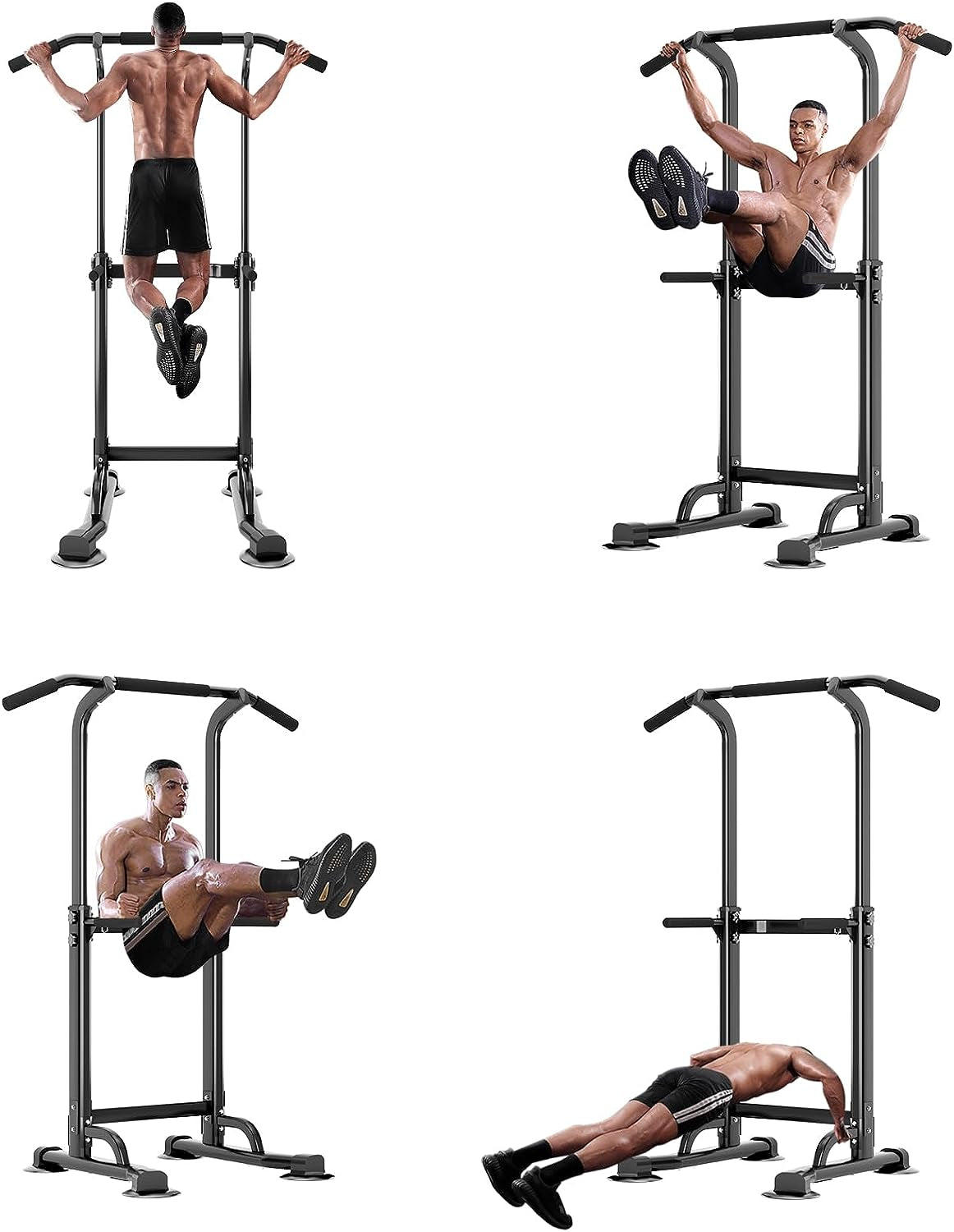 Adjustable Height Workout Pull Up & Dip Station - Multi-Function Home Gym Strength Training Fitness Equipment