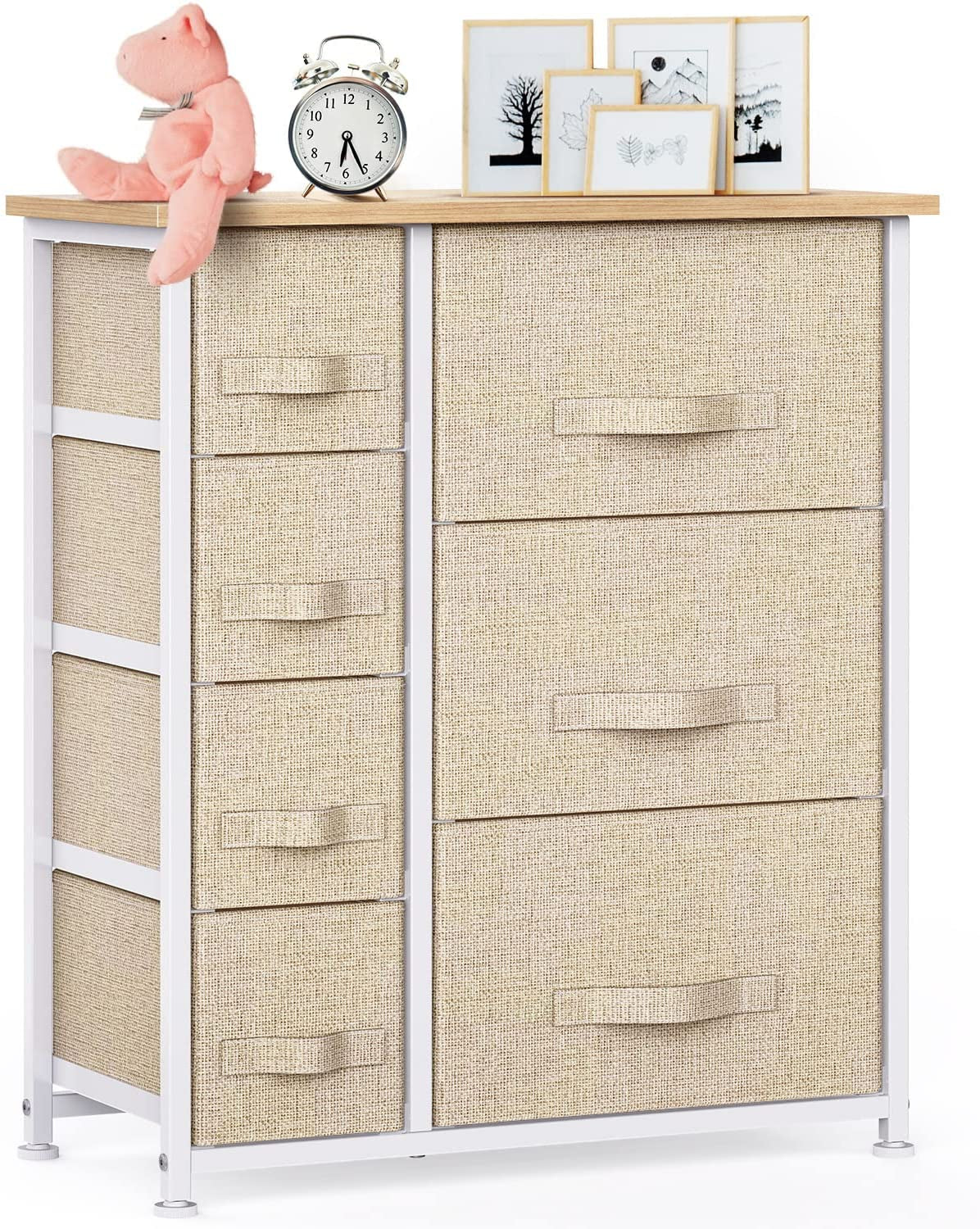 Drawer Fabric Dresser Storage Tower: Features Wood Top and Easy Pull Handle. Perfect Organizer Unit for Closets, Bedroom, Nursery Room, and Office