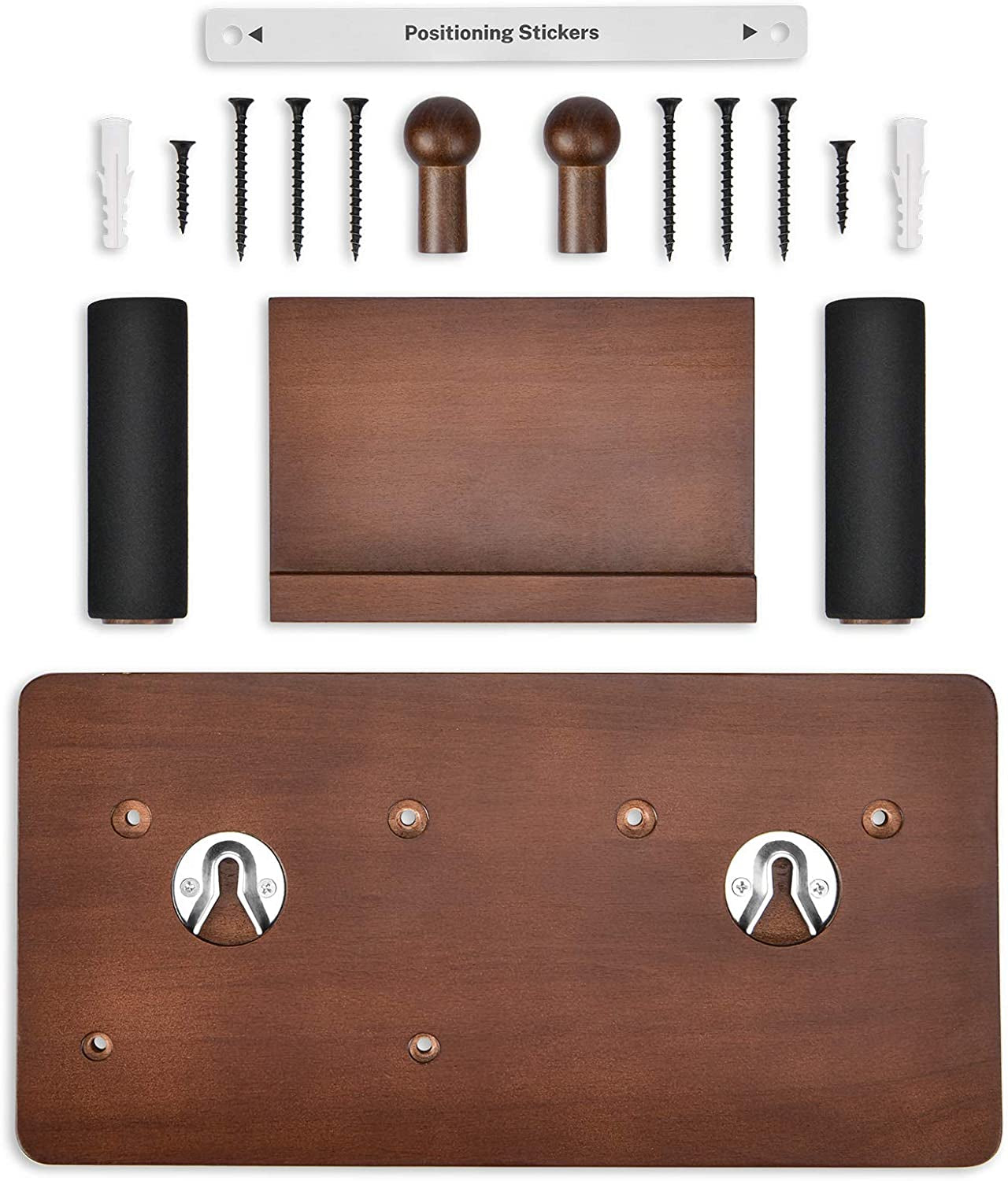 Guitar Wall Mount Shelf - This Guitar Wall Hanger comes with a Storage Shelf, Pick Holder, and 2 Hooks. It's designed for securely hanging Electric Guitars, Acoustic Guitars, Bass Guitars, and Guitar Accessories while also providing storage space.