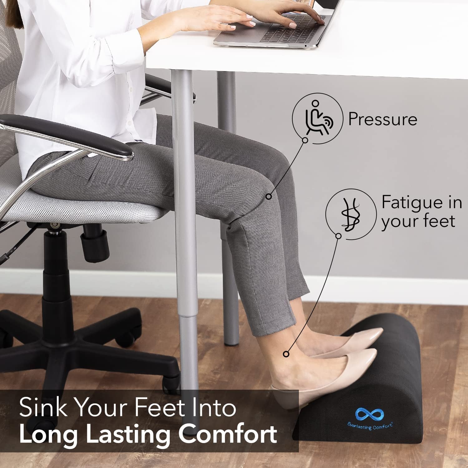 Under Desk Foot Rest with Premium Comfortfoam™ - All-Day Support, Pain Relief - Ideal for Home Office, Gaming, and Workstations