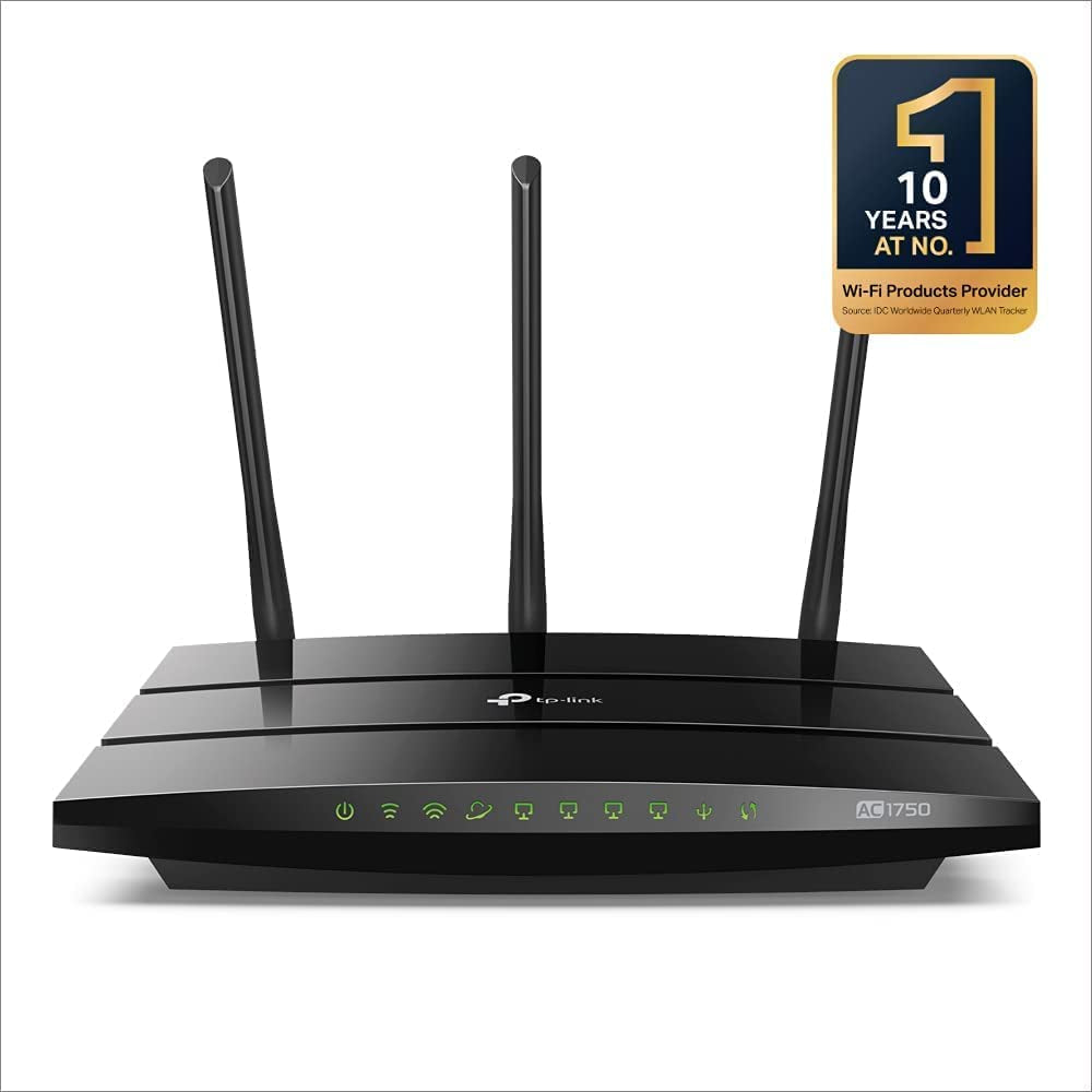 Black Archer C7 AC1750 Dual Band Gigabit Wireless AC Router - 2.4GHz (450Mbps) + 5GHz (1300Mbps) - 1 USB 2.0 Port - IPv6 - Guest Network - WPS