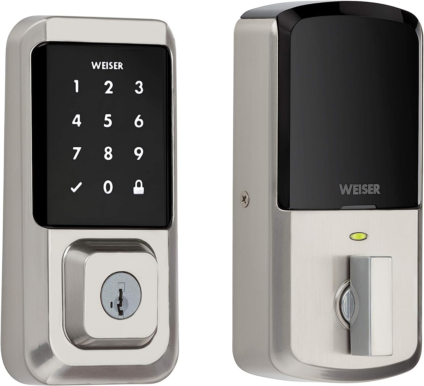 Smart Lock WiFi Halo Satin Nickel Keyless Entry Door Lock, Touchscreen Keypad, Compatible with Amazon Alexa, Google Assistant/Google Home, Deadbolt Lock, Ideal for Entry Doors