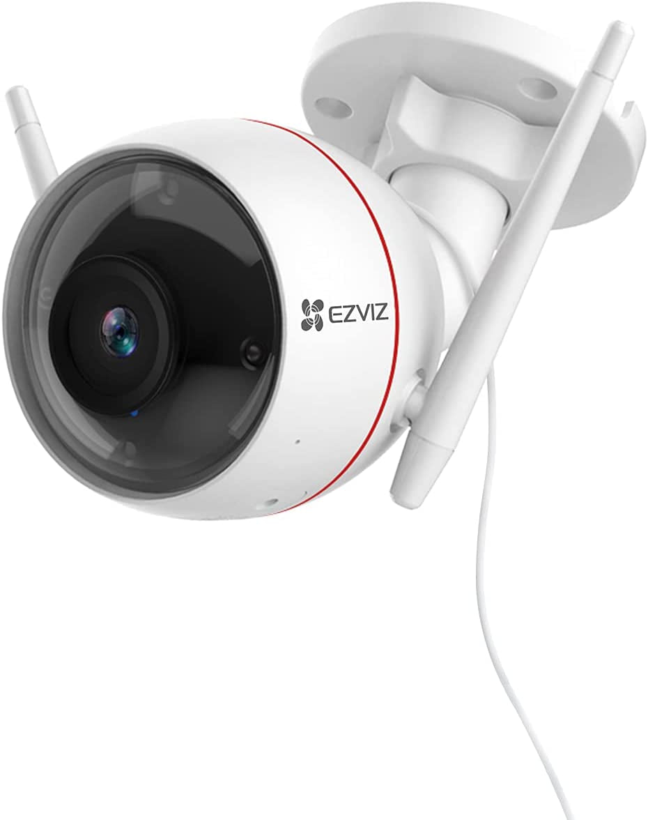 Weatherproof Outdoor Security Camera with 1080P Resolution, Strobe Light & Siren, 100Ft Night Vision, 2.4G Wi-Fi/Wired Connection, Two-Way Audio, Compatible with Alexa, Google, and IFTTT, Home Ios Android App Support