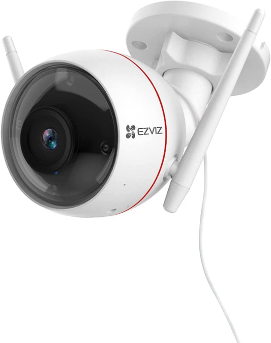 Weatherproof Outdoor Security Camera with 1080P Resolution, Strobe Light & Siren, 100Ft Night Vision, 2.4G Wi-Fi/Wired Connection, Two-Way Audio, Compatible with Alexa, Google, and IFTTT, Home Ios Android App Support