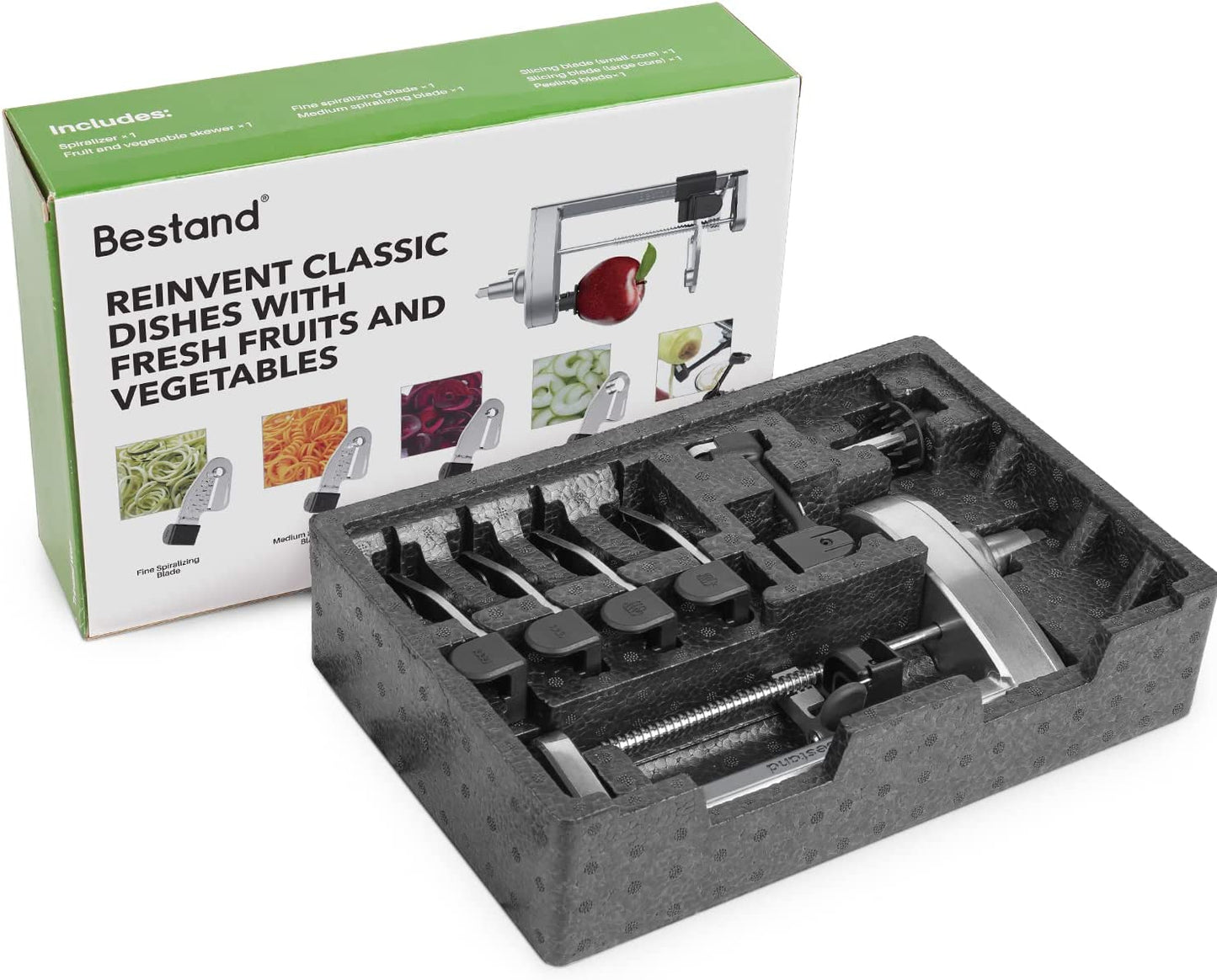 Spiralizer Plus Attachment for KitchenAid Stand Mixer - Includes Peel, Core, and Slice Functions, Vegetable Slicer with 5 Blades (Not KitchenAid Brand Spiralizer).
