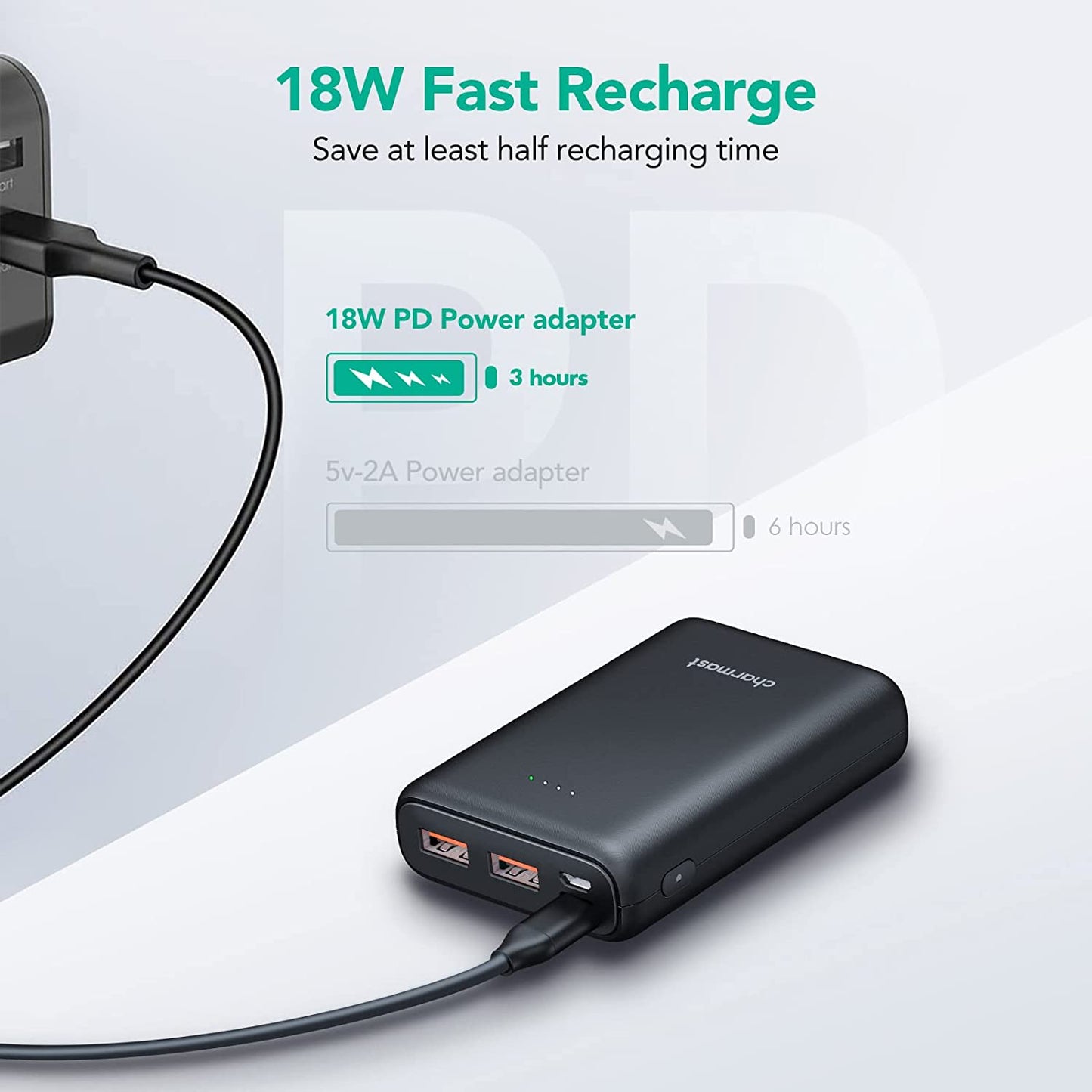 Smallest PD Portable Charger: Mini Power Bank with 20W PD & QC 3.0 Quick Charge. Compact and Compatible with iPhones, Samsung, and Smartphones.