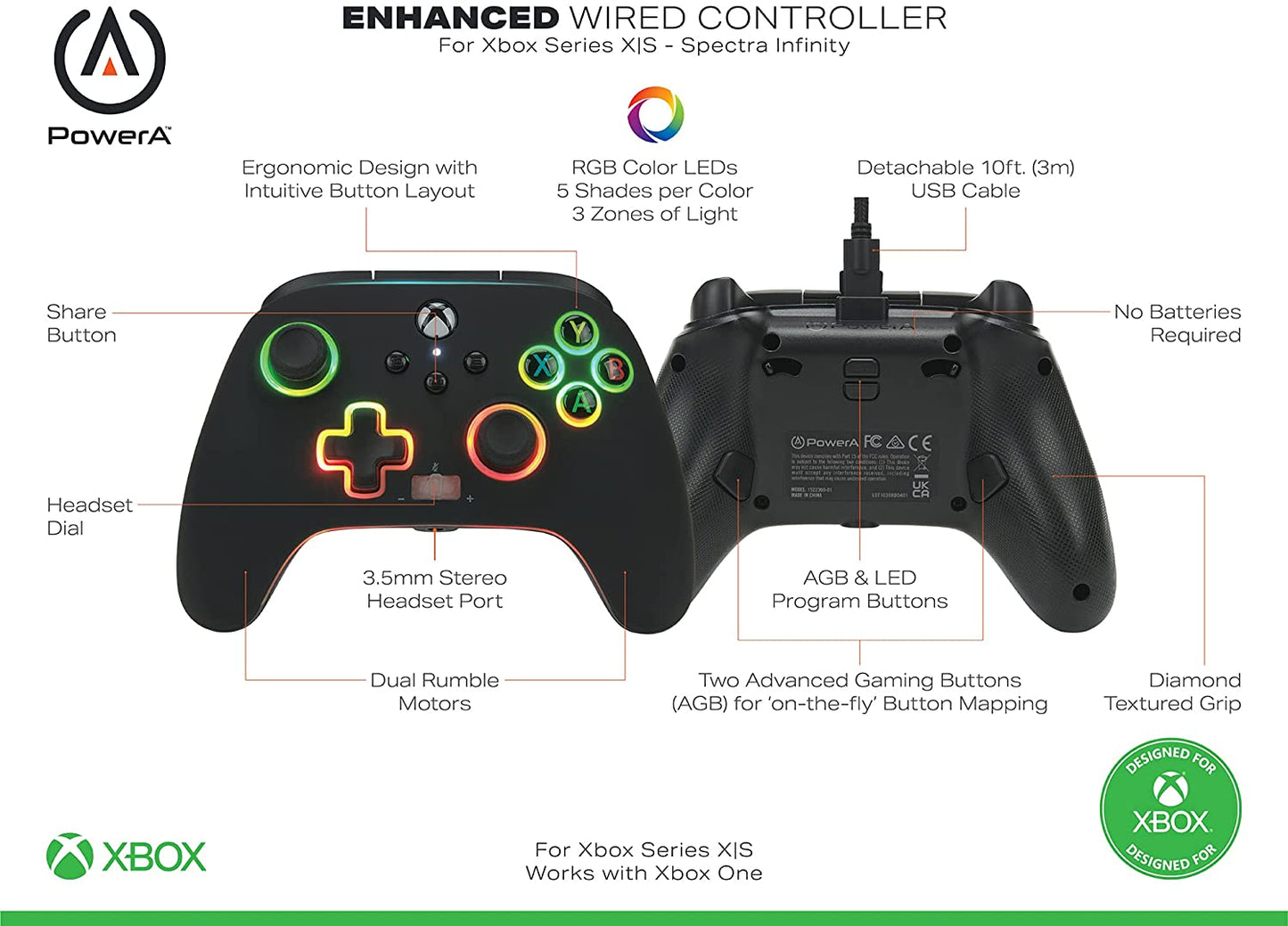  Infinity Enhanced Wired Controller for Xbox Series X|S - Black 