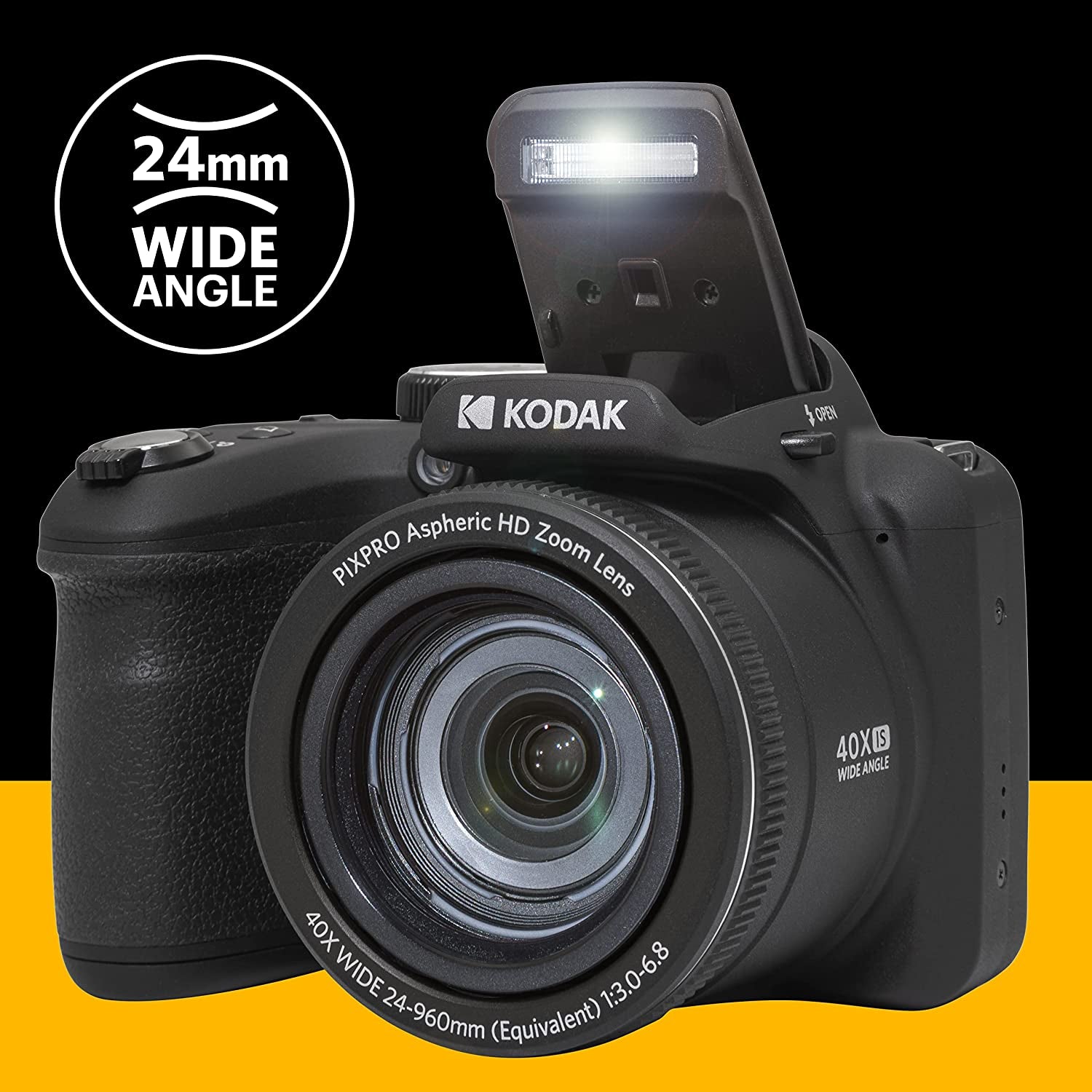 Astro Zoom AZ405-BK 20MP Digital Camera: 40X Optical Zoom, 24mm Wide Angle, 1080P Full HD Video, 3" LCD Screen (Black)