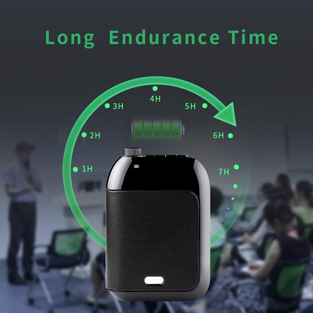 15W Portable Voice Amplifier with Wired Microphone Headset - Professional Black Loudspeaker for Teachers, Tour Guides, and Presenters - Powerful Mini Speaker for Training and Coaching