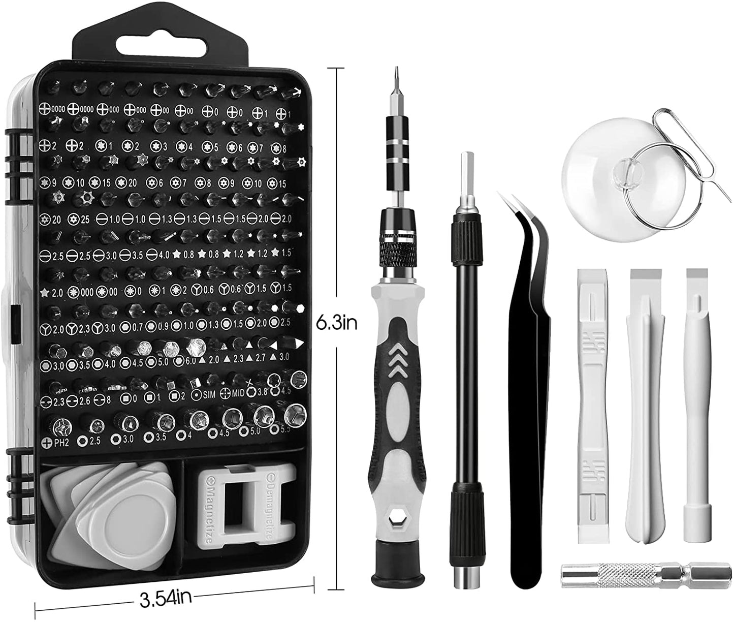 117-Piece Precision Screwdriver Set with Magnetic Repair Tools for iPhone, Xbox, PlayStation, Nintendo Switch, iPad, Tablet, Laptop, Watch, Cellphone, PC, Camera, and Electronics - Gray