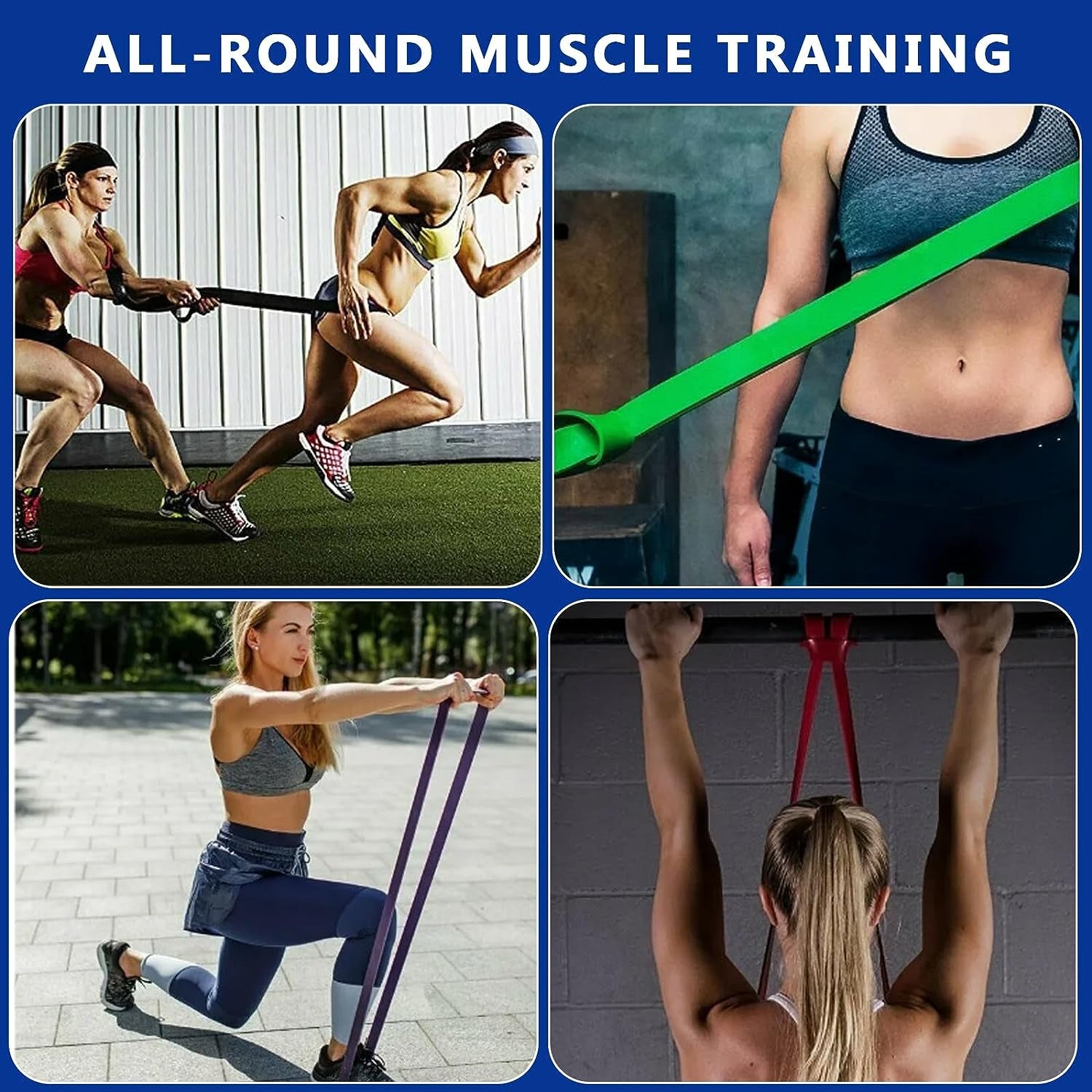 Set of 5 Resistance Bands - Elastic Workout Bands designed for Resistance Training, Pull Up Assistance, Physiotherapy, and Fitness; Long and Durable Exercise Bands suitable for Home or Gym Workouts.