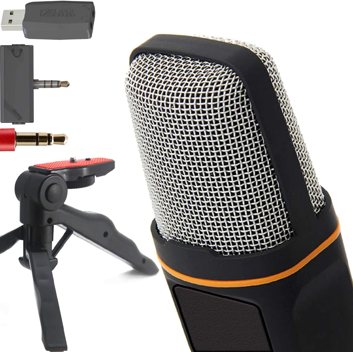 Professional Cardioid Condenser Microphone with Tripod Stand - Compatible with PC, Laptop, iPhone, iPad, Android Phones, Tablets, xBox, and Ideal for YouTube Recording