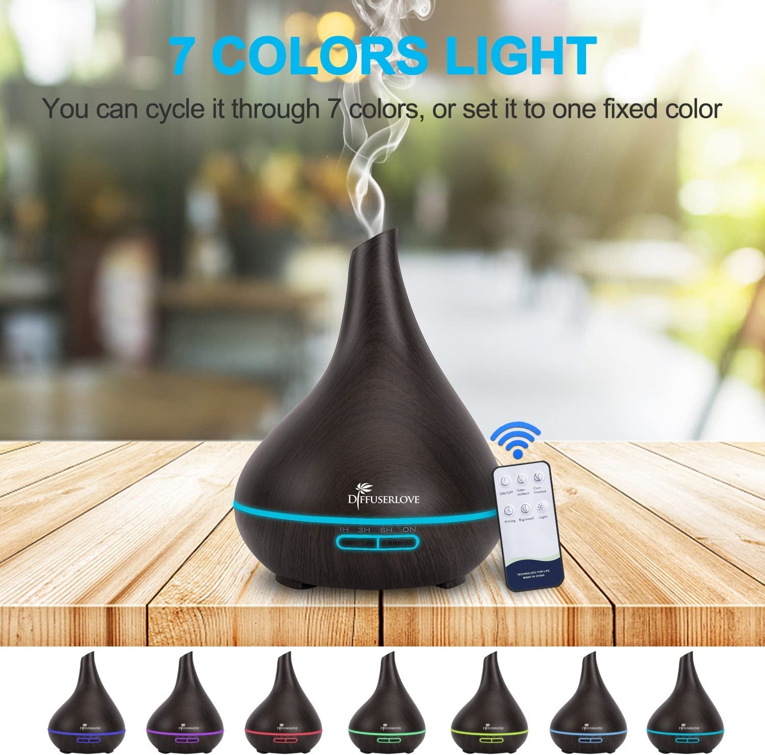 Ultrasonic Aromatherapy Essential Oil Diffuser - 500ML, Adjustable Mist Mode, 7 Color LED, 4 Timers, Waterless Auto-Off - for Office, Home, Bedroom