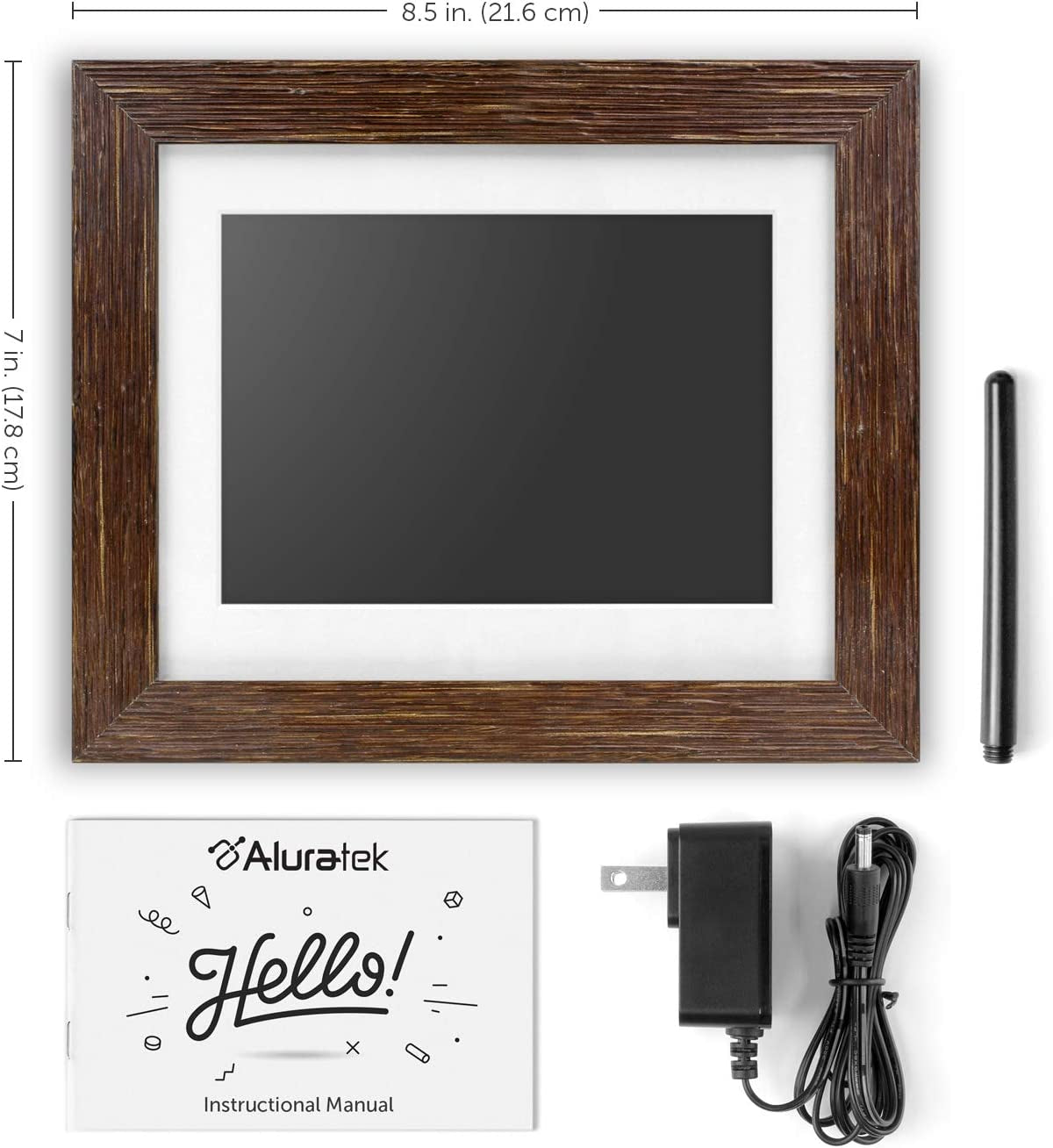 8" Digital Picture Frame with Vintage Wood Design