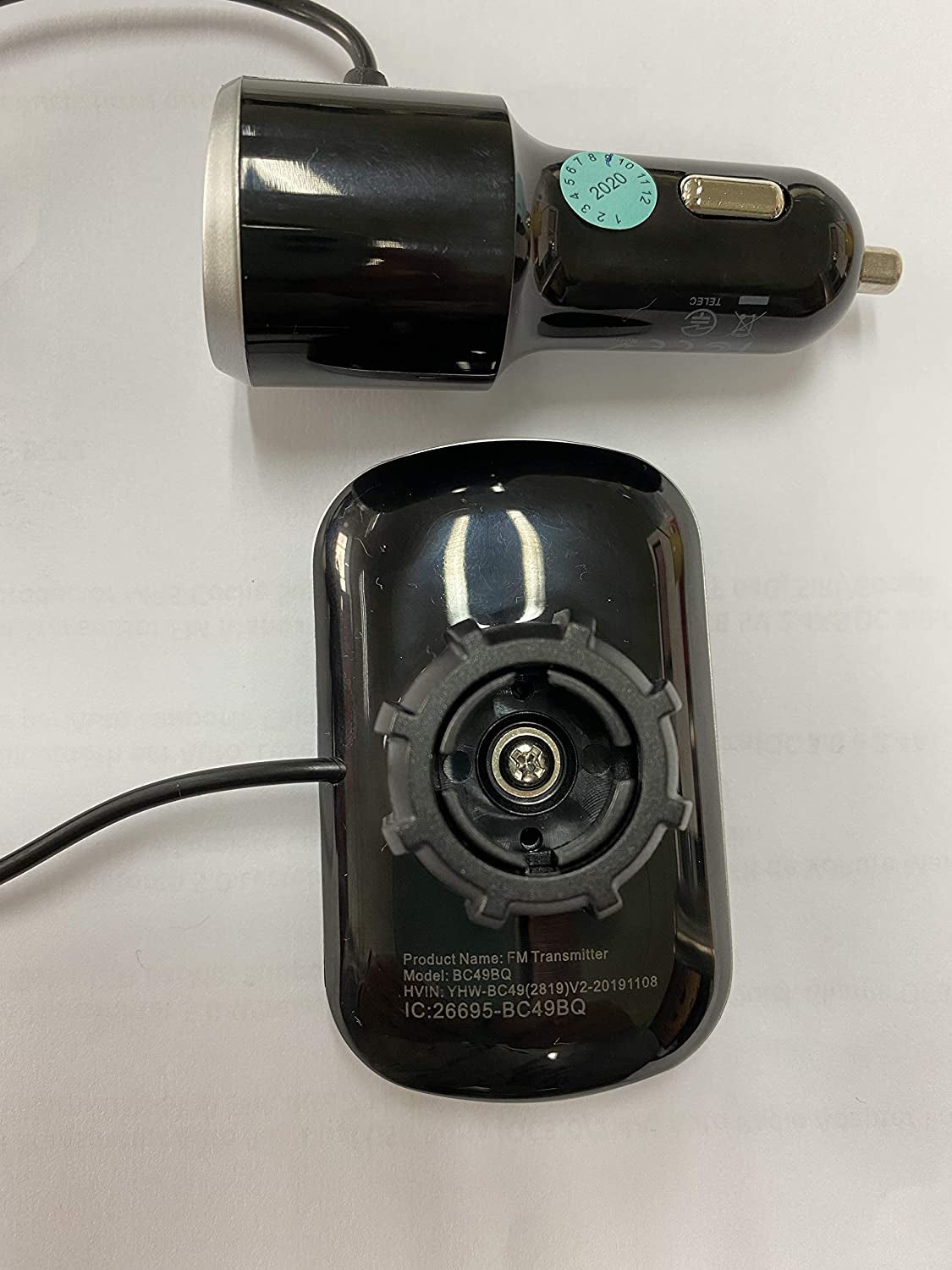  Bluetooth 5.0 Car FM Transmitter with 7 Color Light, QC3.0/2.4A USB Car Charger, Siri and Google Assistant, Handsfree Mp3 Player