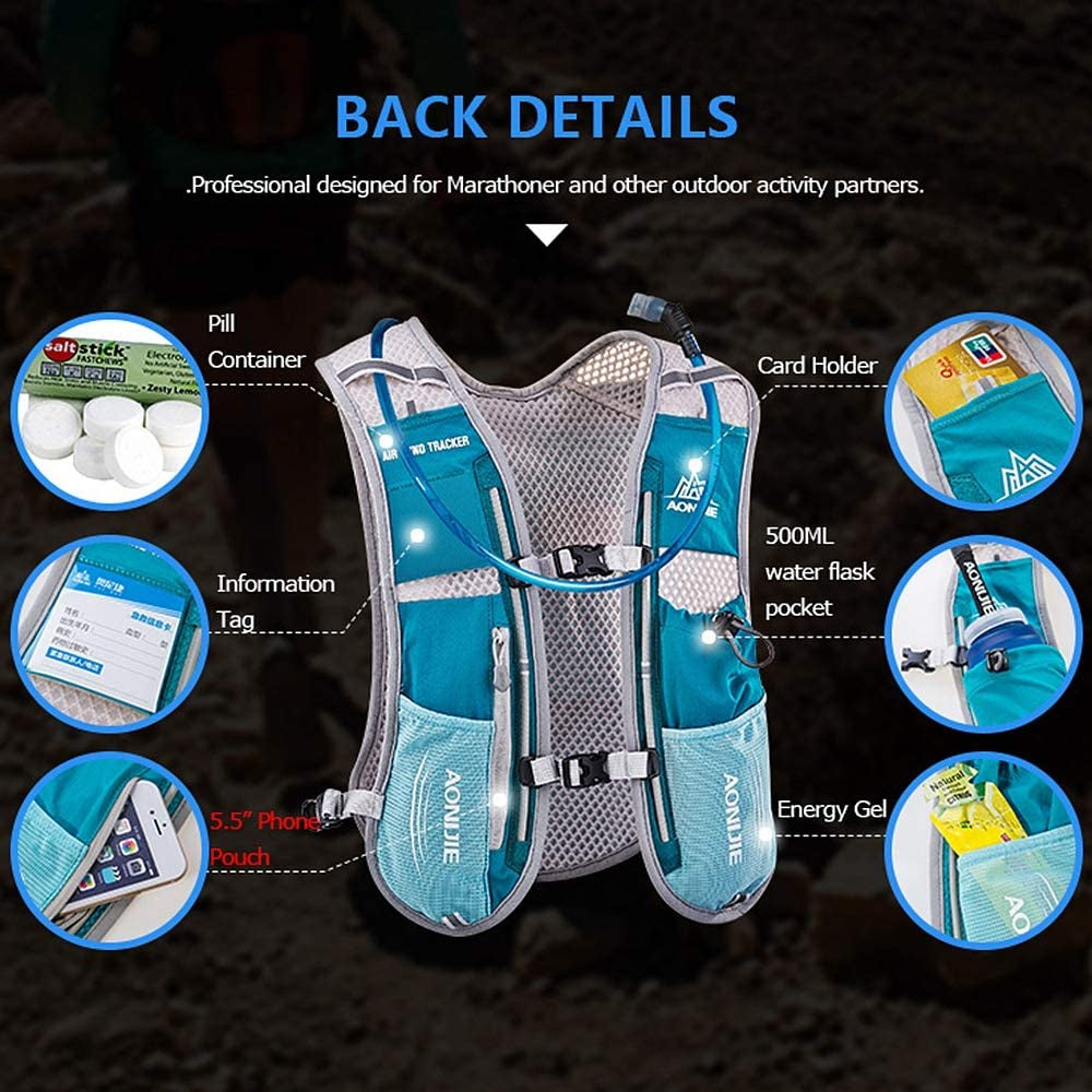 5L Marathon Running Hydration Vest Pack Backpack - Ideal for Runners in Races and Marathons